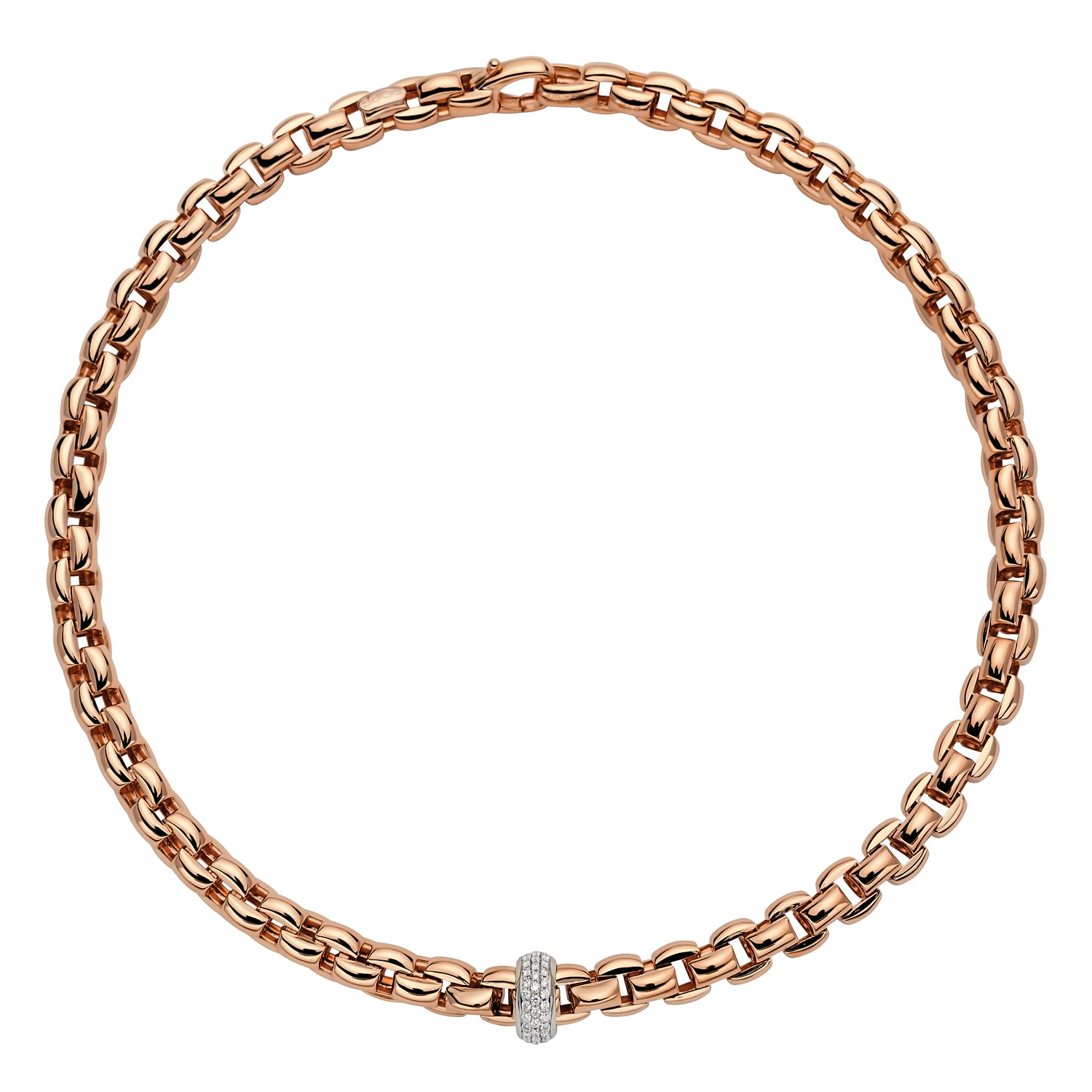 FOPE EKA 18K Gold Necklace with White Diamond Pavé Rondel - 0.58 carats - Jackson Hole Jewelry Company