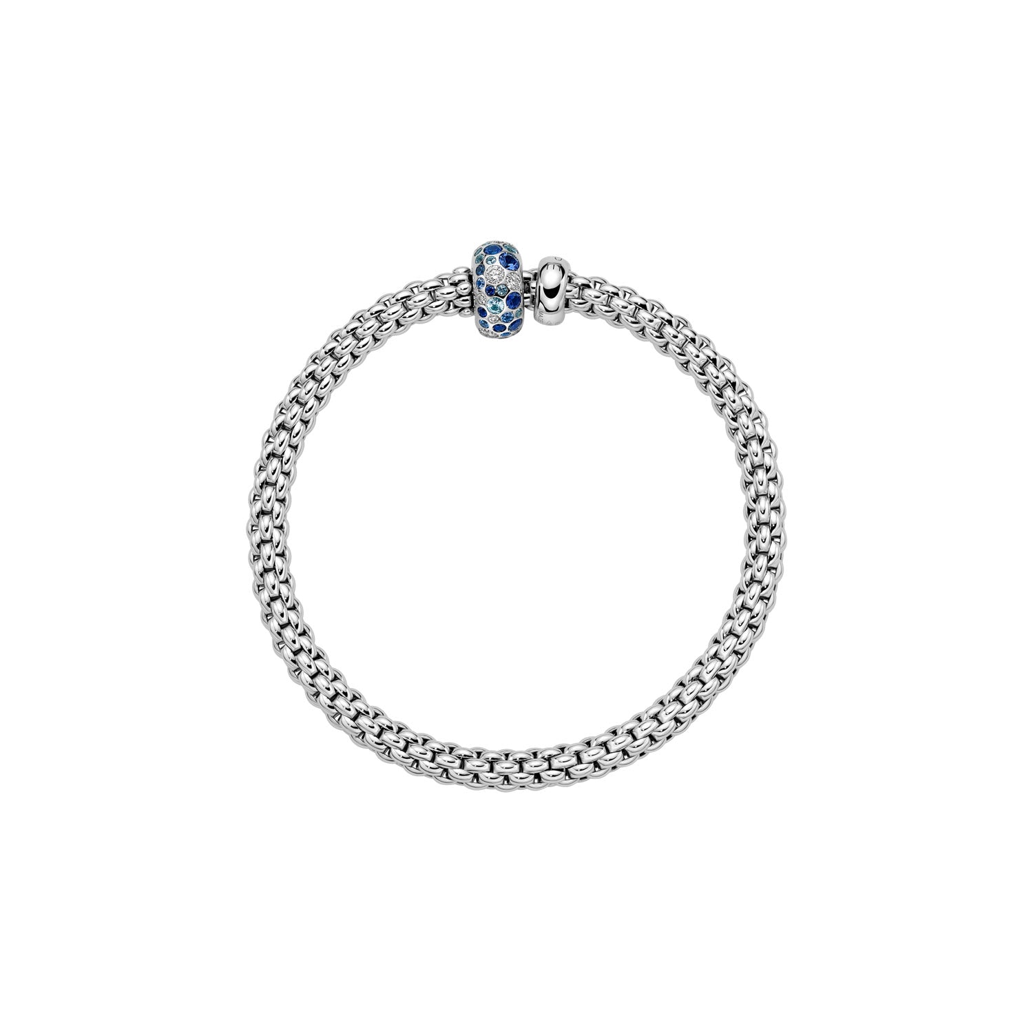 FOPE SOLO 18K White Gold Flex't Bracelet with White Diamonds and Blue Sapphires - Jackson Hole Jewelry Company