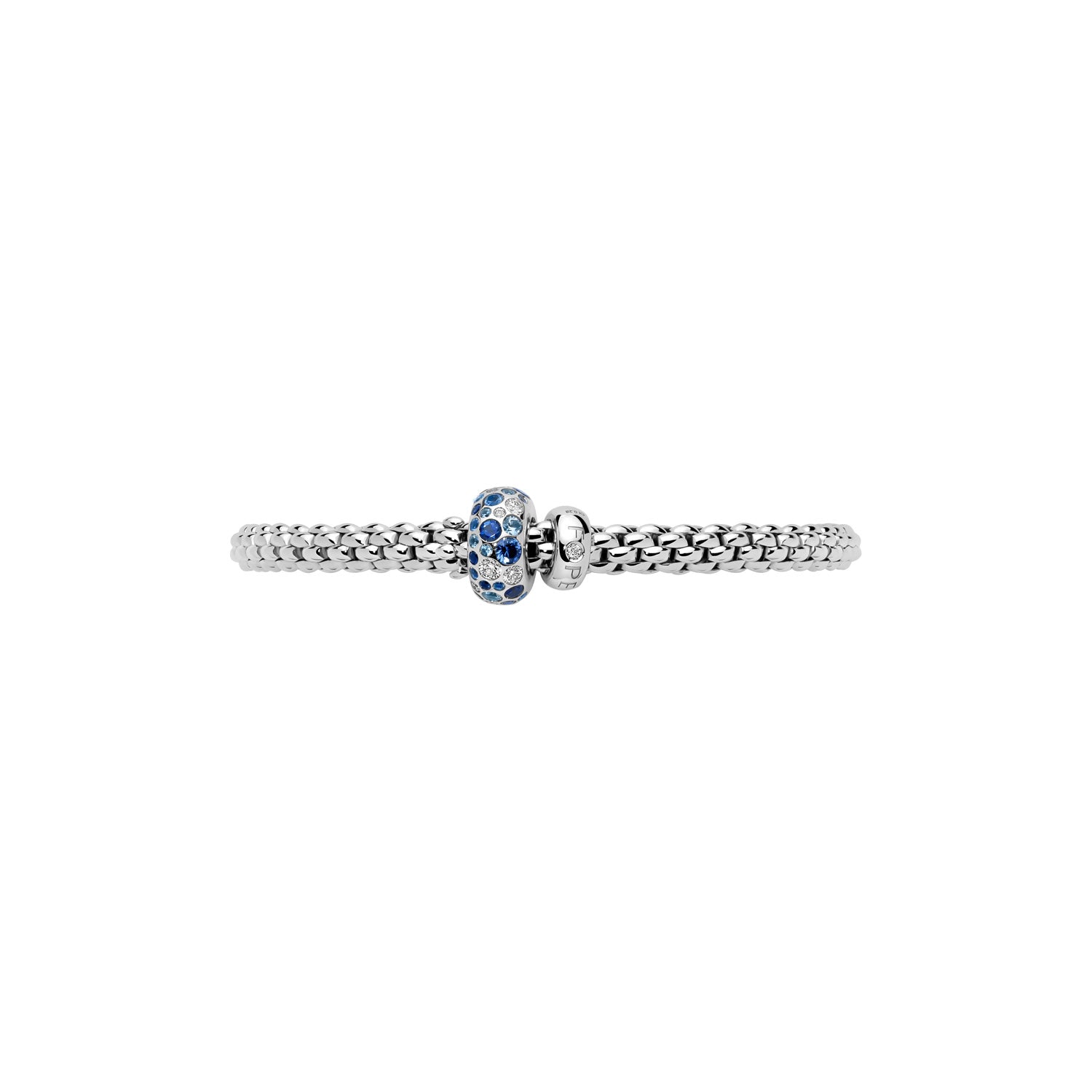 FOPE SOLO 18K White Gold Flex't Bracelet with White Diamonds and Blue Sapphires - Jackson Hole Jewelry Company