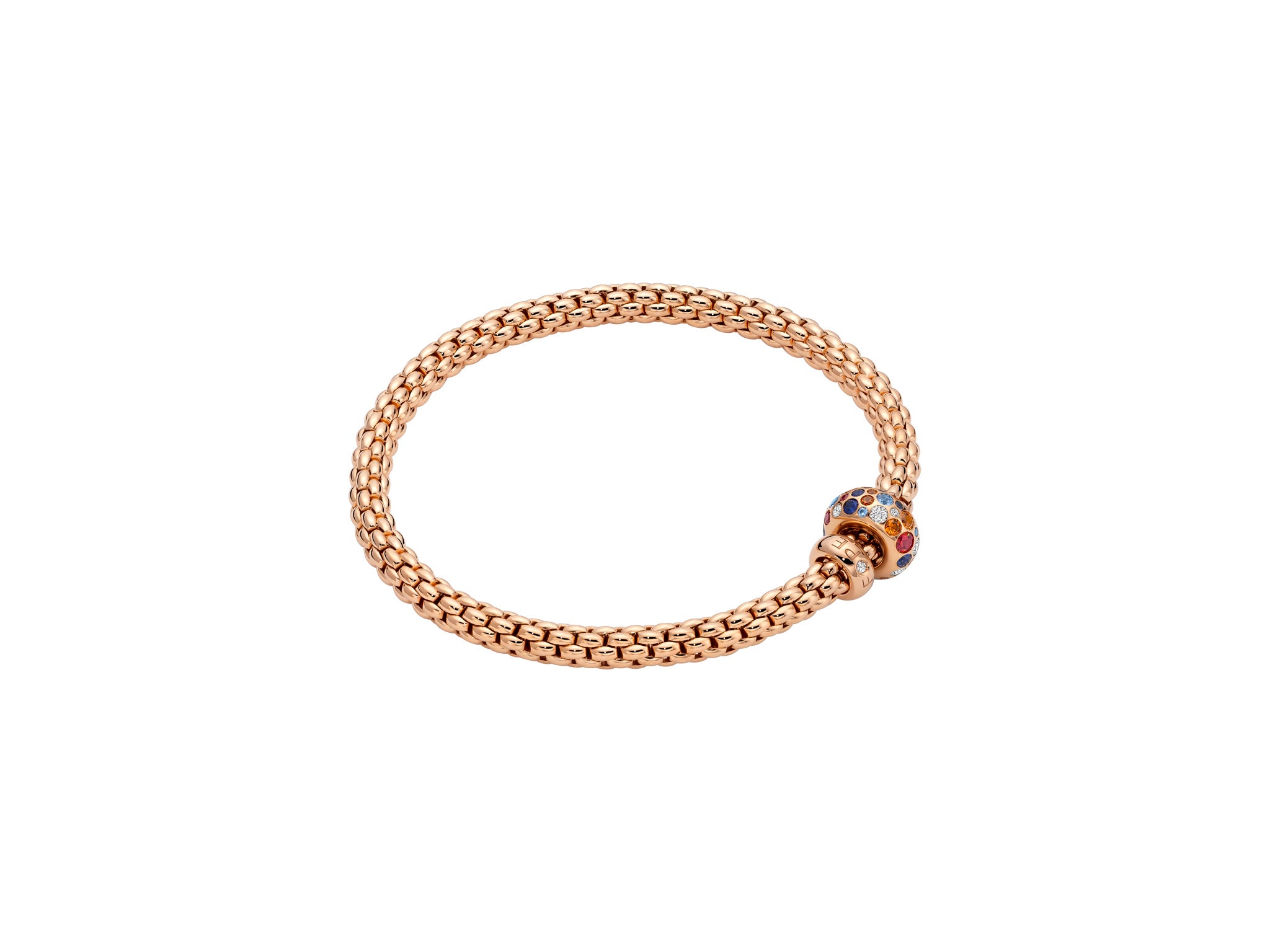 FOPE SOLO 18K Rose Gold Bracelet with White Diamonds and Multicolor Sapphires - Jackson Hole Jewelry Company