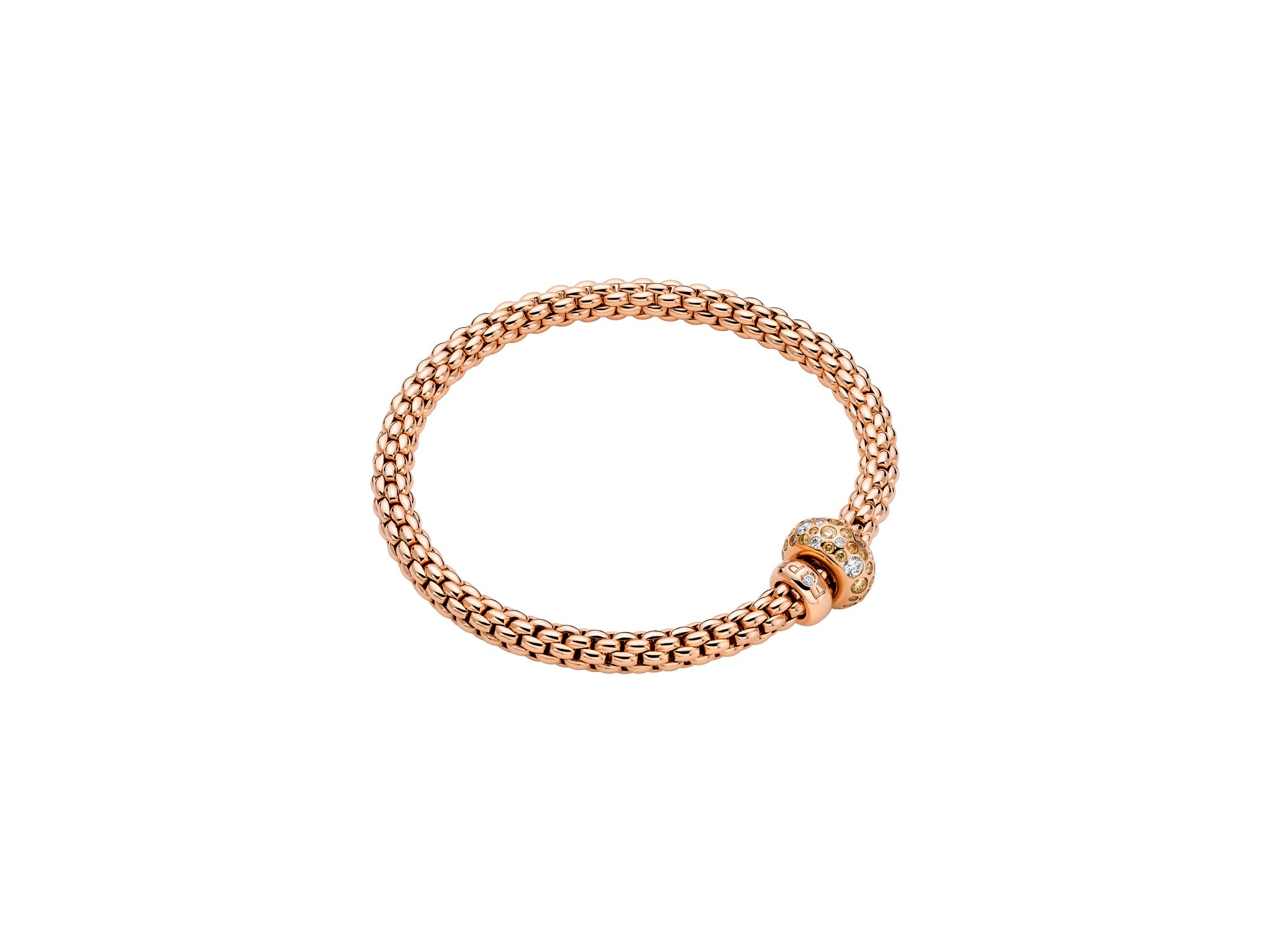 FOPE SOLO 18K Yellow Gold Flex'it Bracelet with White & Brown Diamonds - Jackson Hole Jewelry Company