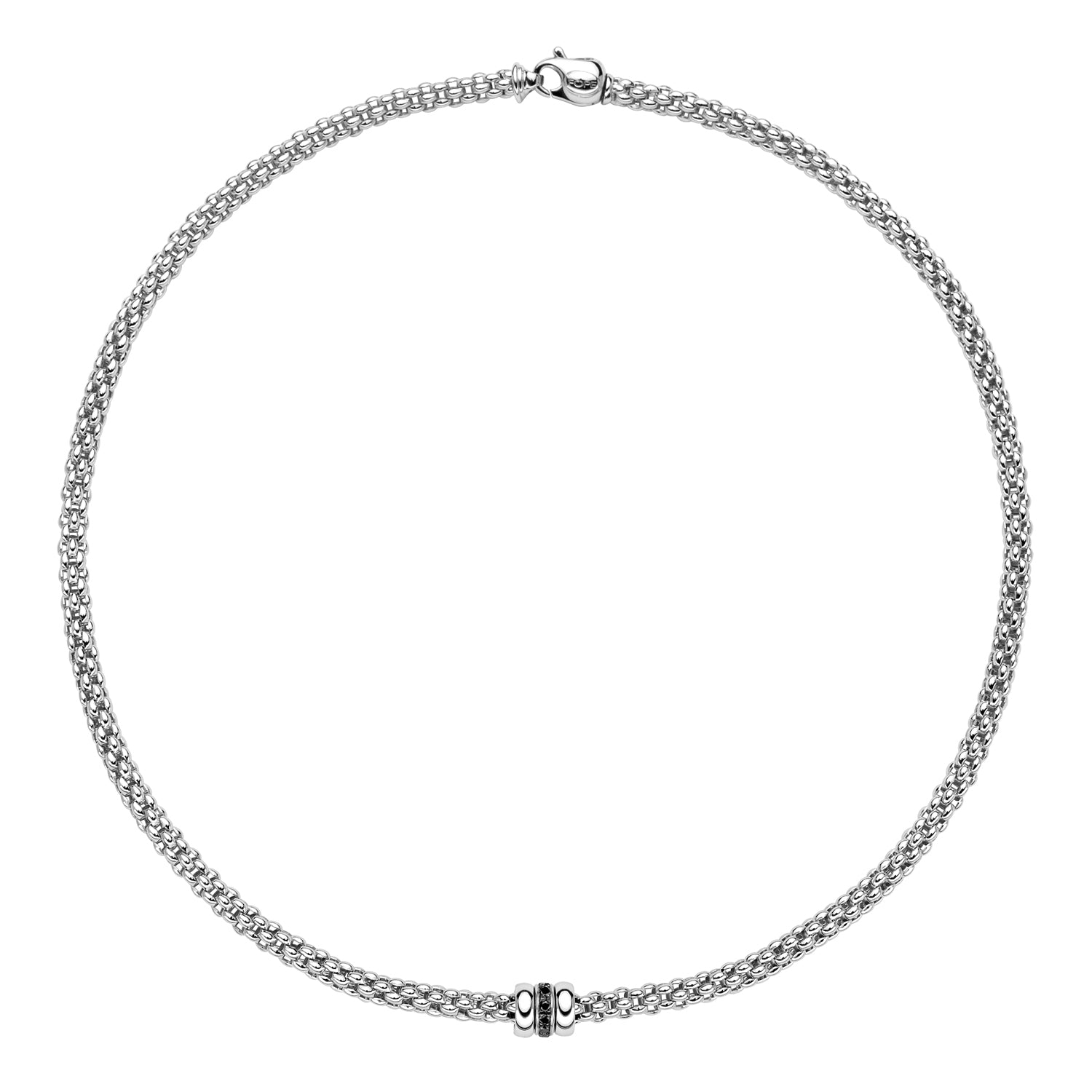 FOPE SOLO 18K Gold Necklace with Black Diamond Set Rondels - 0.12 carats - Jackson Hole Jewelry Company