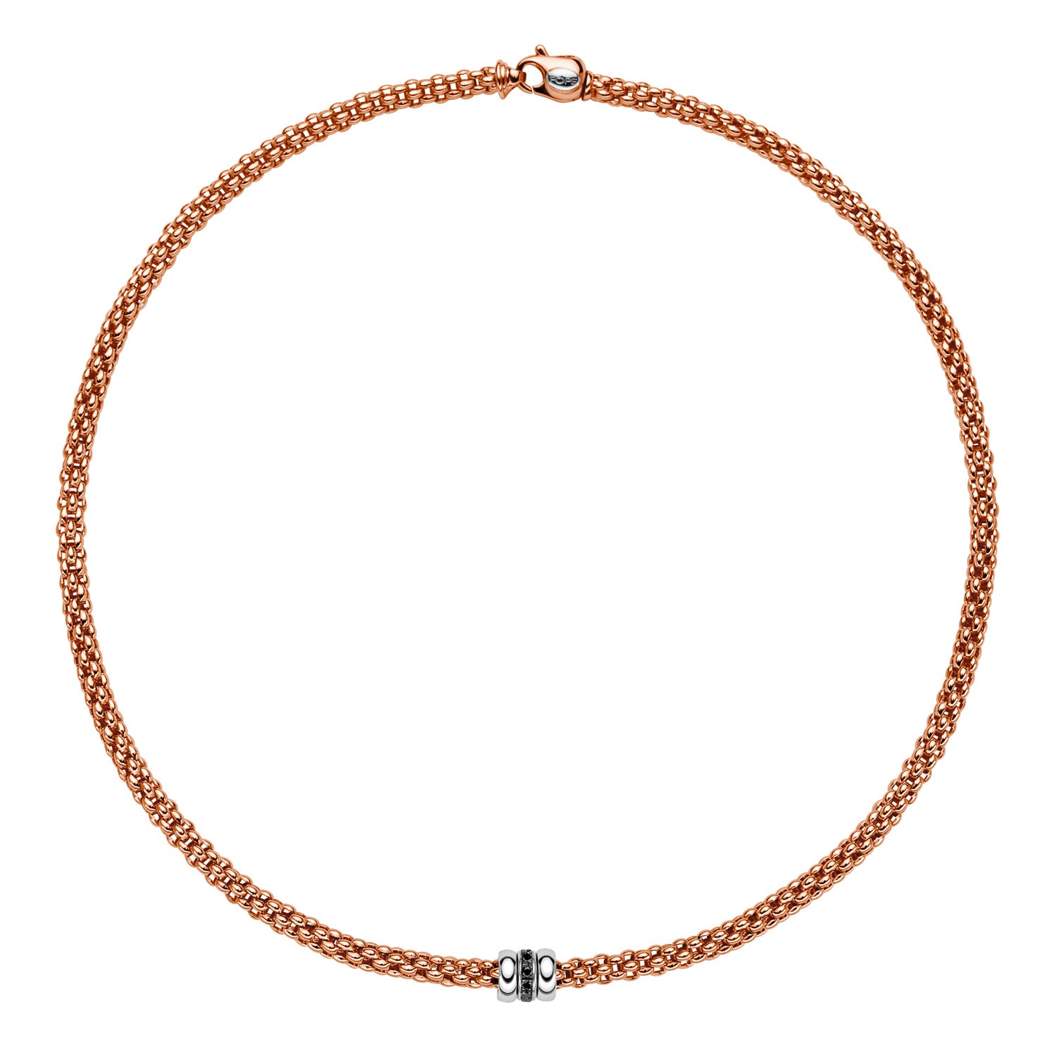 FOPE SOLO 18K Gold Necklace with Black Diamond Set Rondels - 0.12 carats - Jackson Hole Jewelry Company