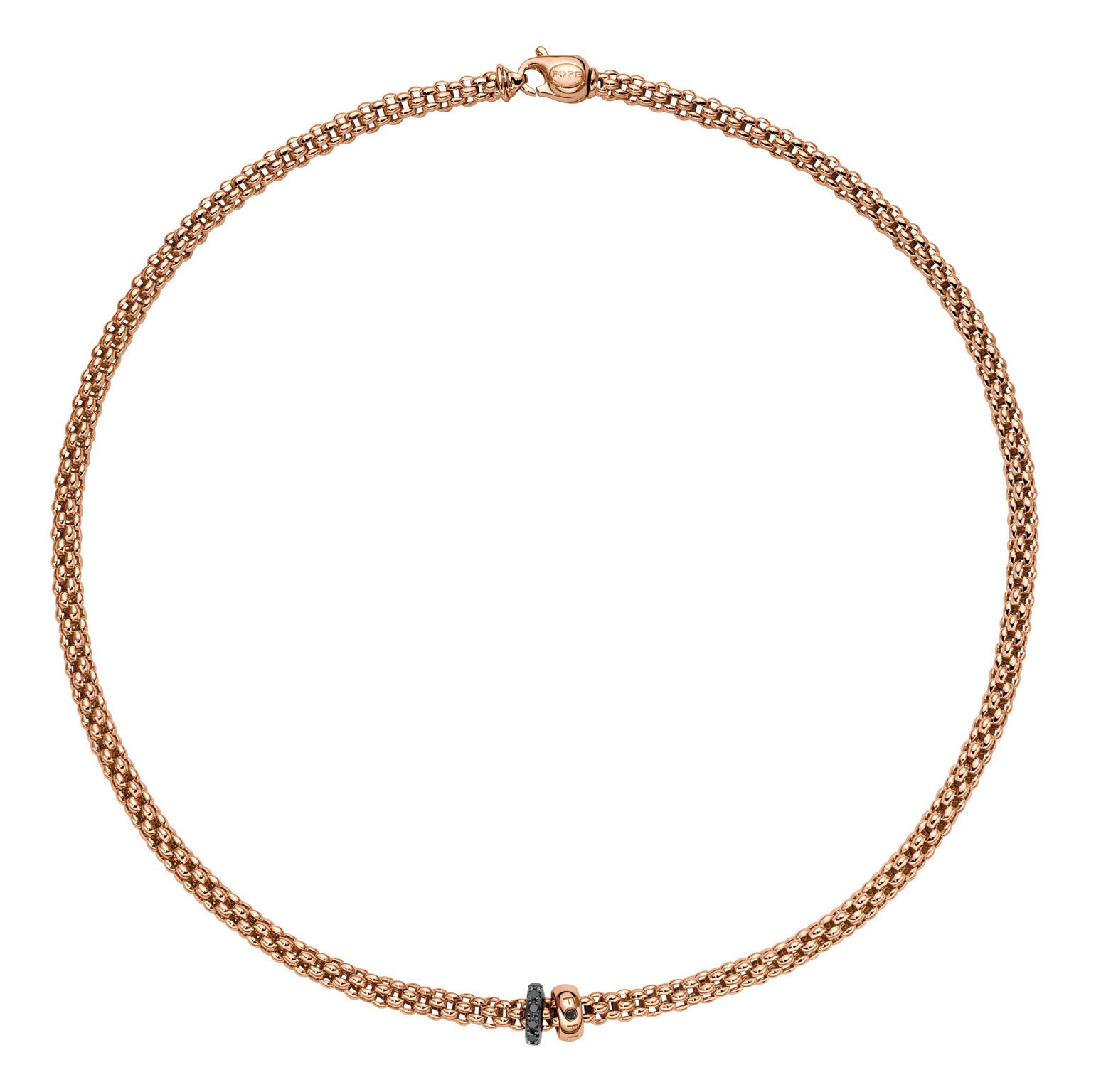 FOPE SOLO 18K Gold Necklace with a Black Diamond Pavé Rondel - 0.30 carats - Jackson Hole Jewelry Company