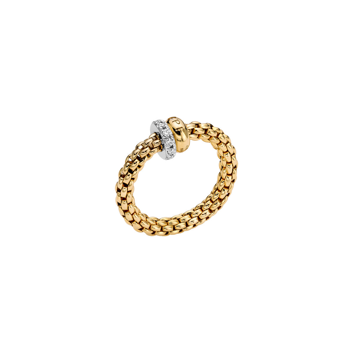 FOPE SOLO 18K Gold Flex'it Ring with White Diamond Pavé Rondel Set - 0.17 carats - Jackson Hole Jewelry Company