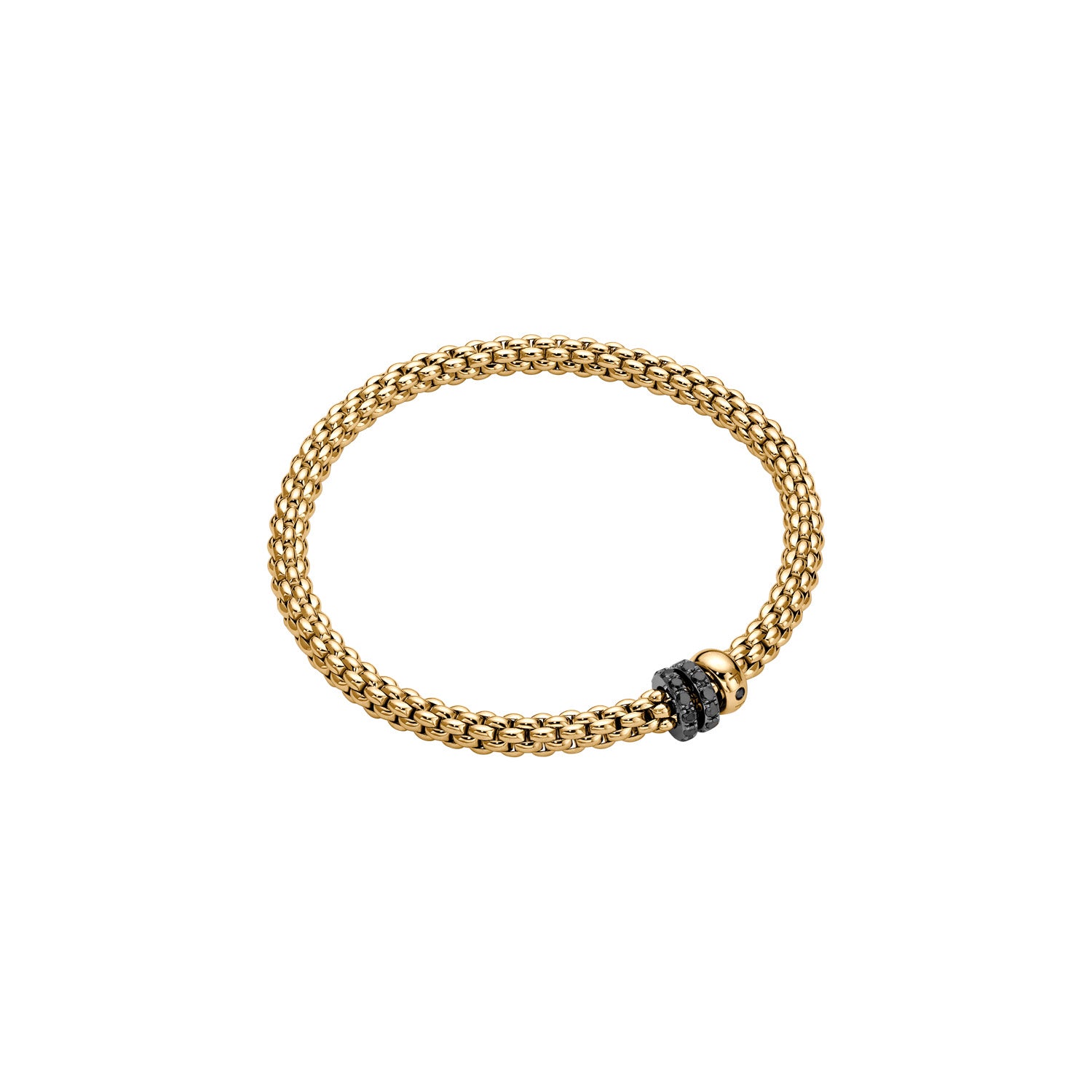 FOPE SOLO 18K Gold Flex’it Bracelet With Black Diamond Pavé Set Rondels - 0.58 carats - Jackson Hole Jewelry Company