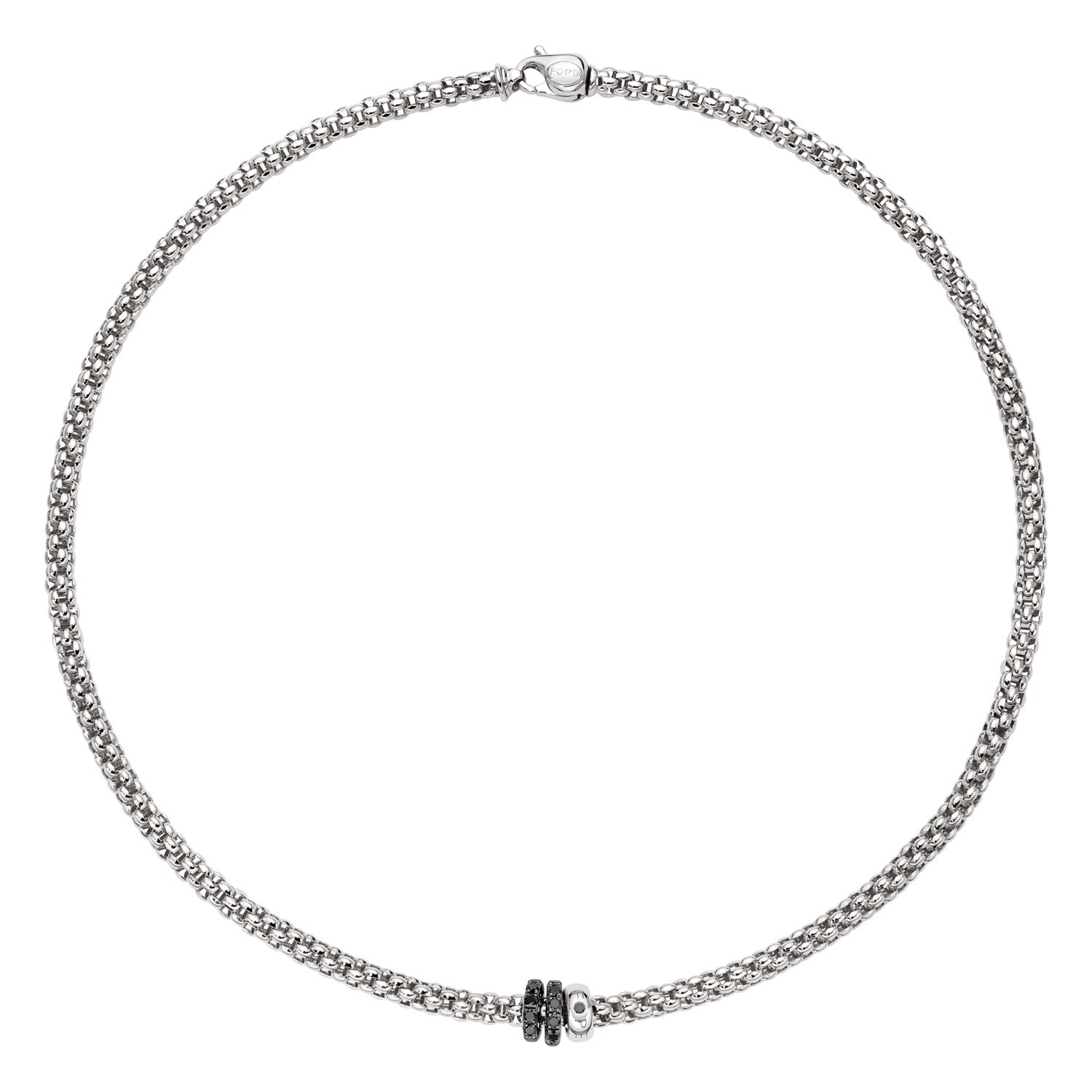 FOPE SOLO 18K Gold Necklace with Black Diamond Pavé Rondels - 0.58 carats - Jackson Hole Jewelry Company