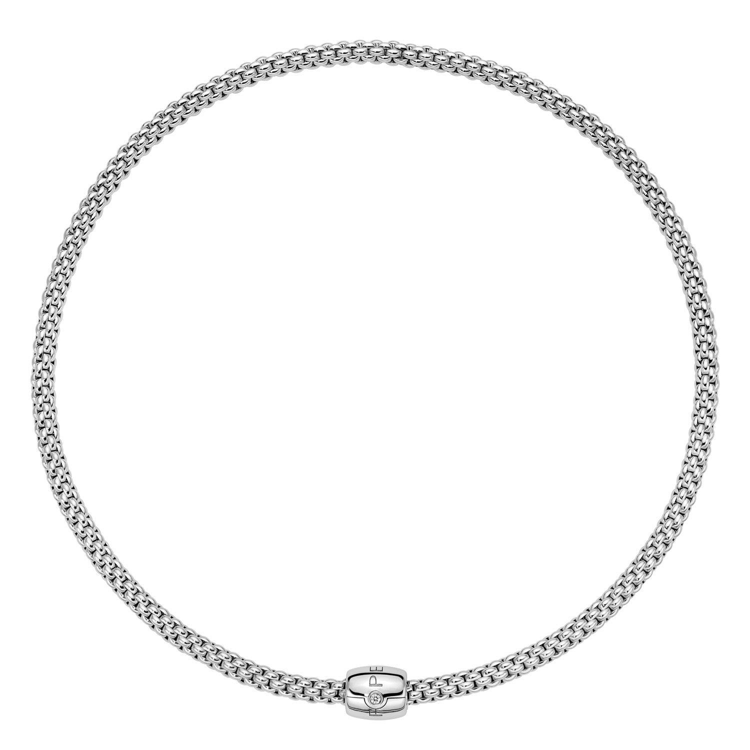 FOPE SOLO 18K Gold Flex'it Necklace with Ornamental Clasp and a White Diamond - 0.03 carats - Jackson Hole Jewelry Company