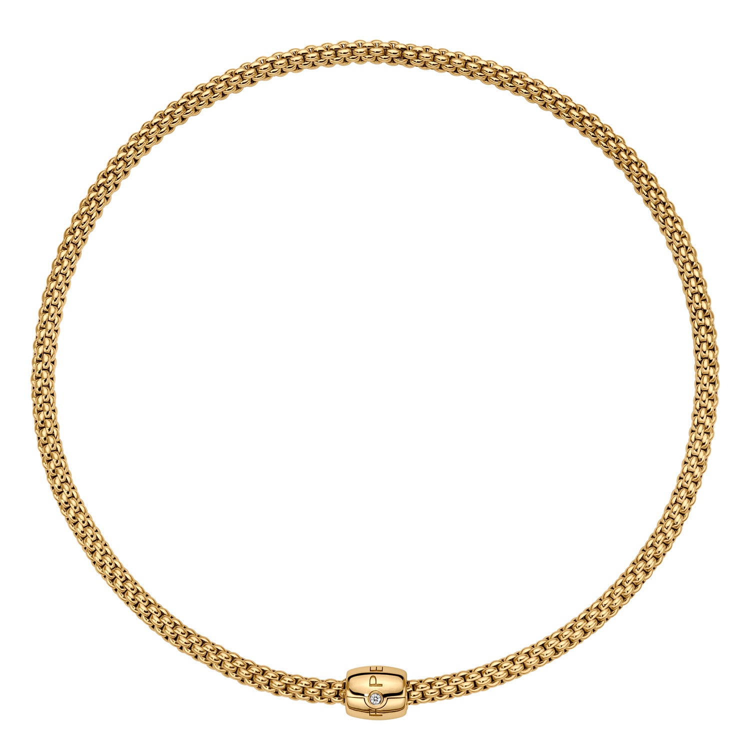 FOPE SOLO 18K Gold Flex'it Necklace with Ornamental Clasp and a White Diamond - 0.03 carats - Jackson Hole Jewelry Company