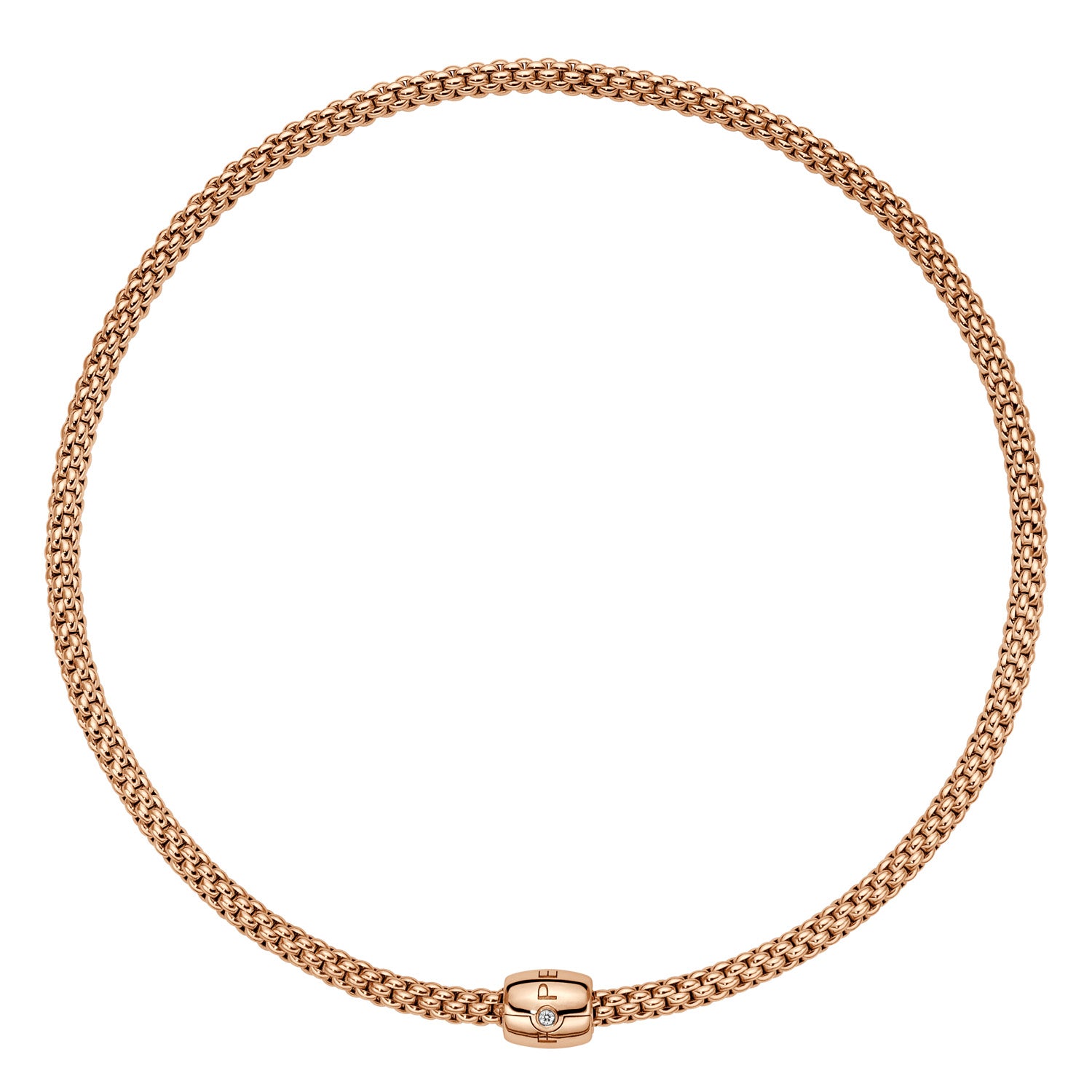 FOPE SOLO 18K Gold Flex'it Necklace with Ornamental Clasp and a White Diamond - 0.03 carats - Jackson Hole Jewelry Company