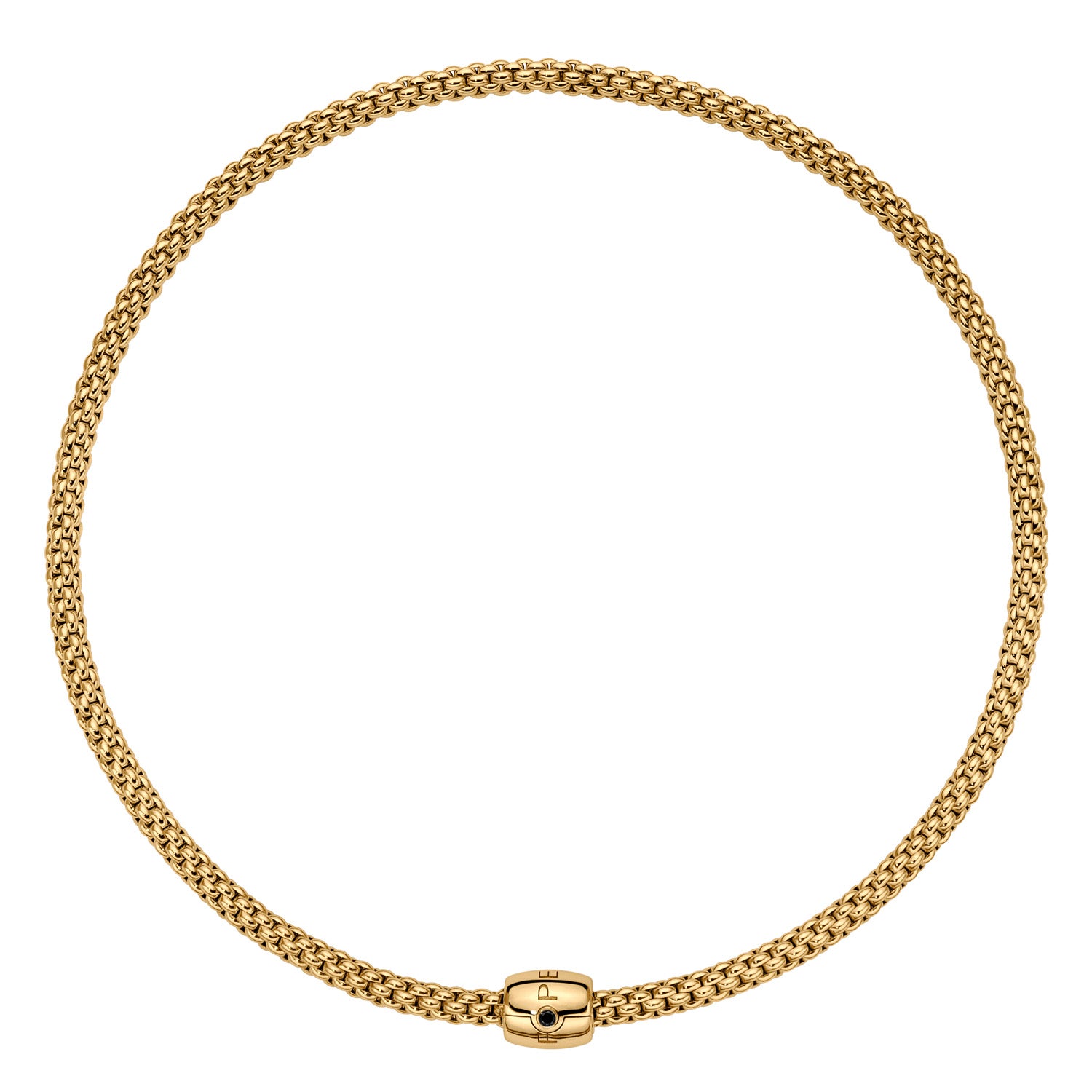 FOPE SOLO 18K Gold Flex'it Necklace with Ornamental Clasp and a Black Diamond - 0.03 carats - Jackson Hole Jewelry Company