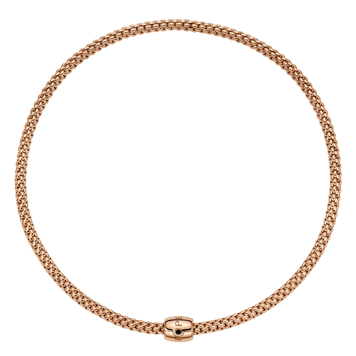 FOPE SOLO 18K Gold Flex'it Necklace with Ornamental Clasp and a Black Diamond - 0.03 carats - Jackson Hole Jewelry Company