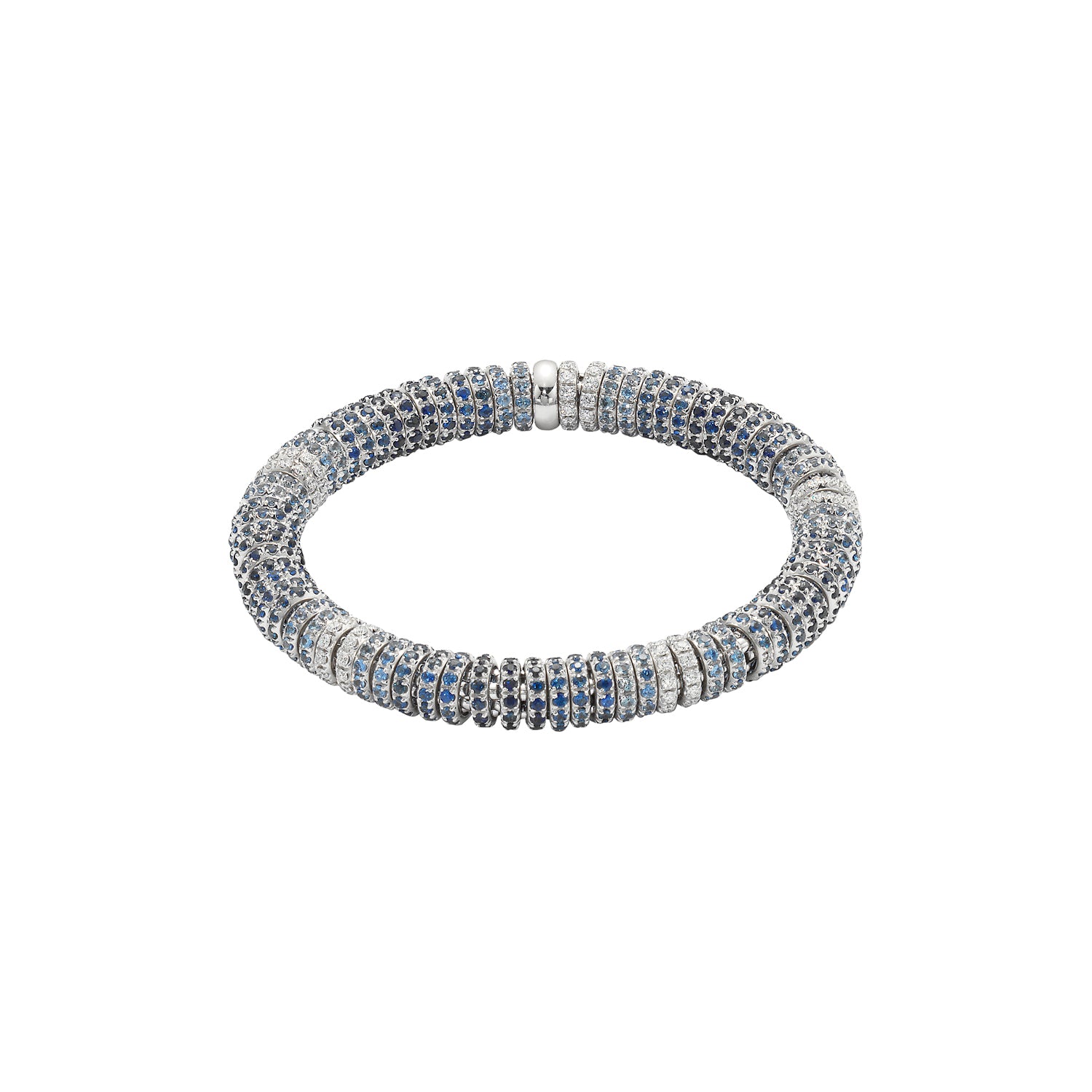 FOPE ICONE 18K Gold Flex’it Bracelet with White Diamonds & Blue Shapphires - Jackson Hole Jewelry Company