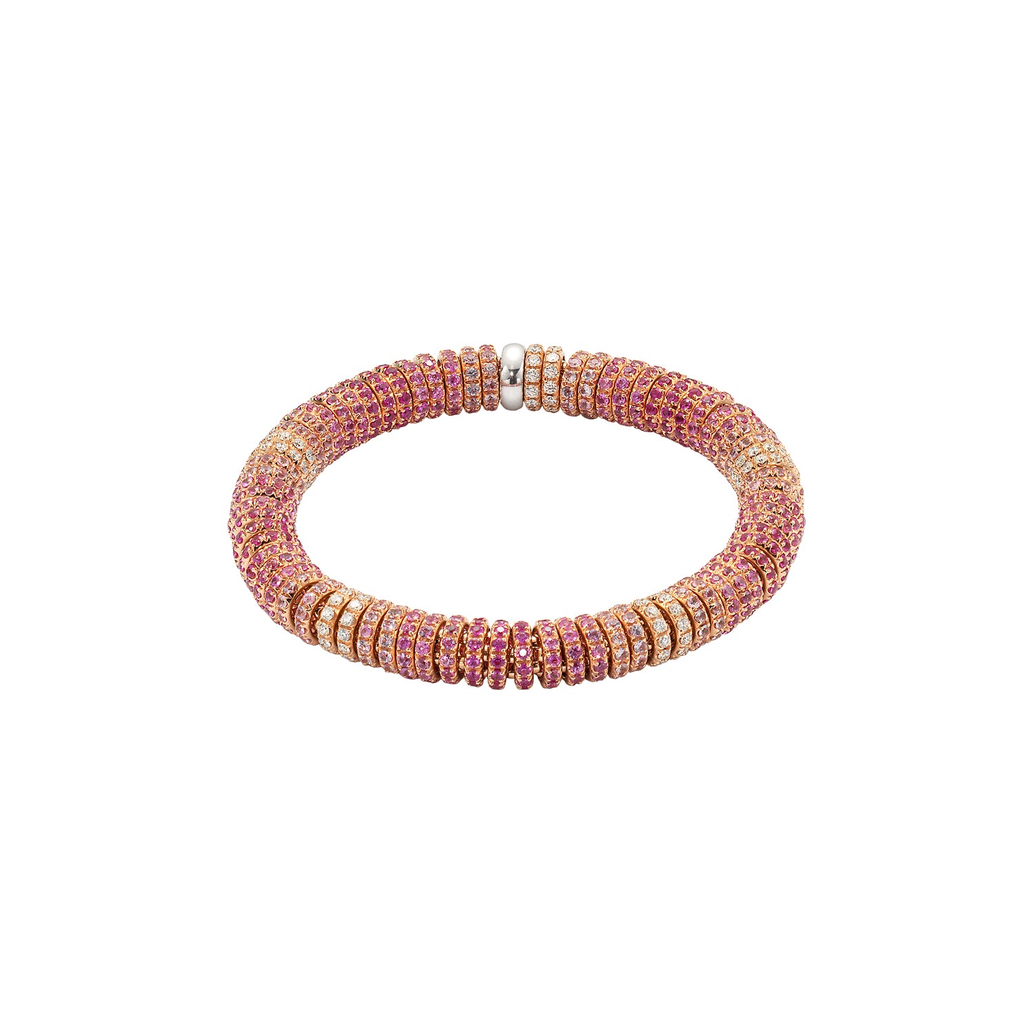 FOPE ICONE 18K Gold Flex’it Bracelet with White Diamonds & Blue Pink Rondels - Jackson Hole Jewelry Company