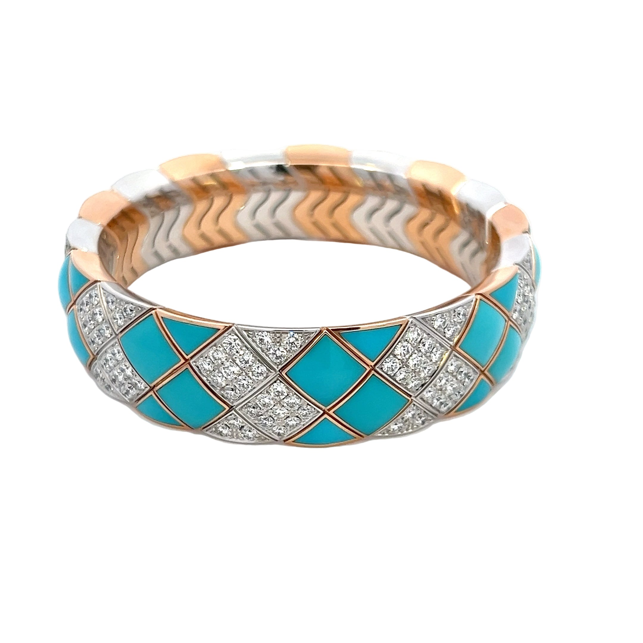 Picchiotti Xpandable™ Diamonds and Turquoise Bracelet 55mm 18K Gold - Jackson Hole Jewelry Company