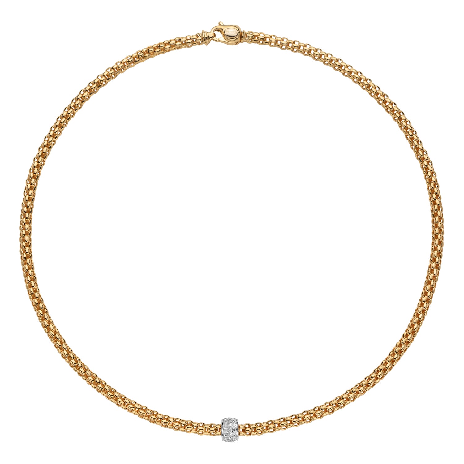 FOPE SOLO 18K Gold Necklace with White Diamond Pavé Rondel - 0.29 carats - Jackson Hole Jewelry Company