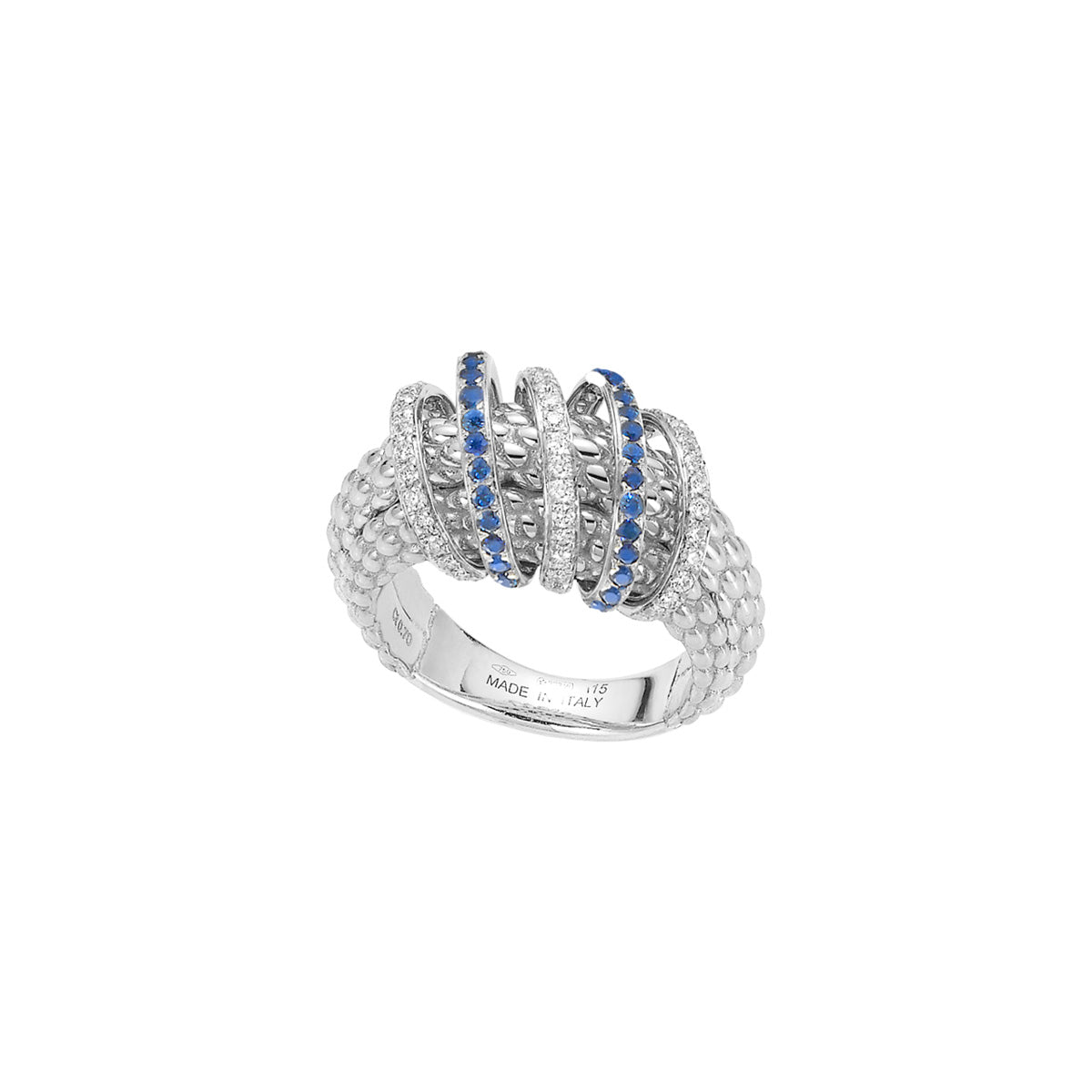 FOPE SOLO 18K Gold Ring with White Diamonds & Blue Sapphires - Jackson Hole Jewelry Company