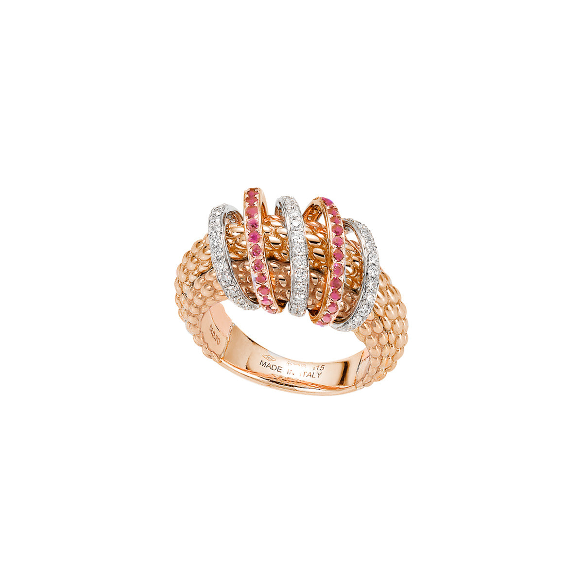 FOPE SOLO 18K Gold Ring with White Diamonds & Pink Sapphires - Jackson Hole Jewelry Company
