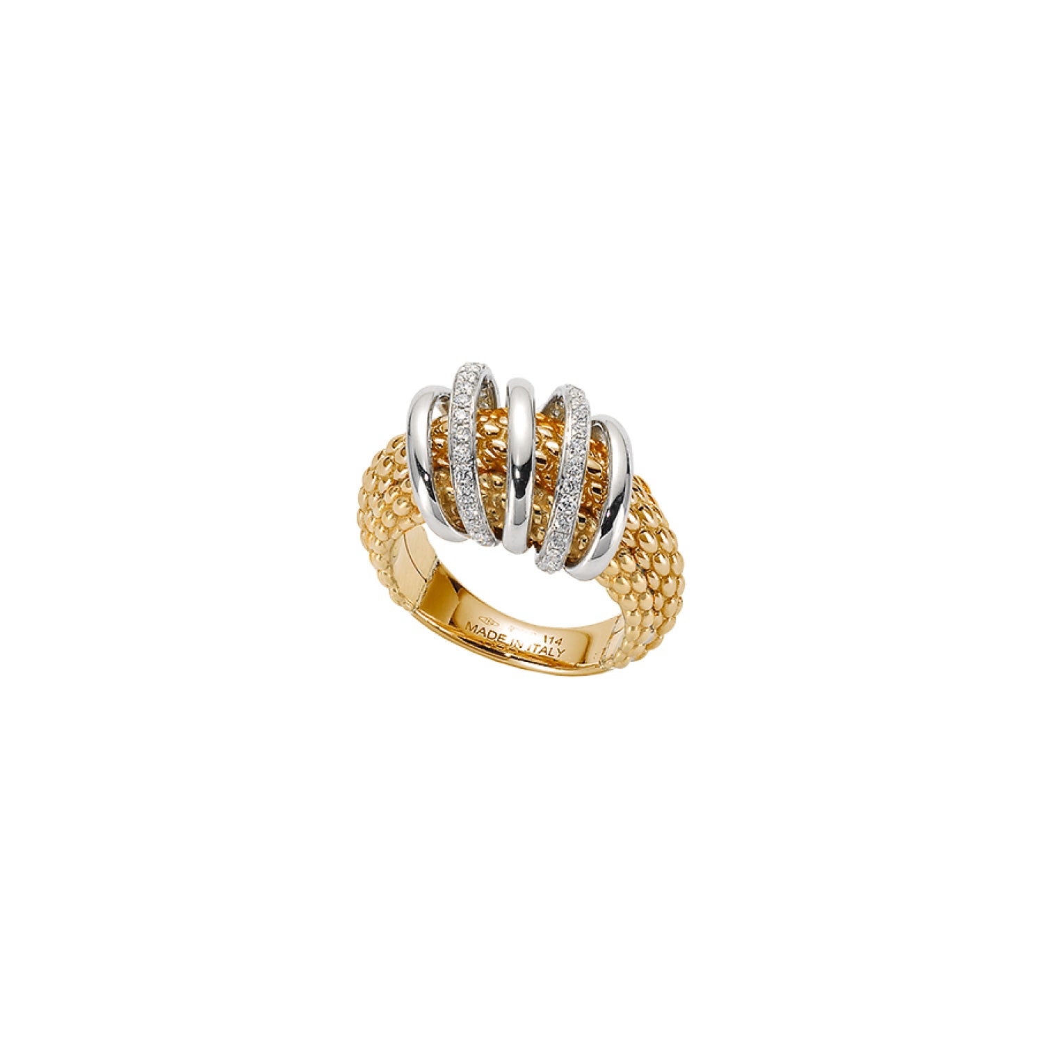 FOPE SOLO 18K Gold Ring with Gold & White Diamond Set Rondels - 0.30 carats - Jackson Hole Jewelry Company