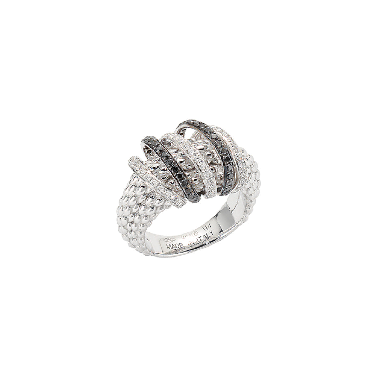 FOPE SOLO 18K Gold Ring with White & Black Diamond Pavé Rondels - 0.73 carats - Jackson Hole Jewelry Company