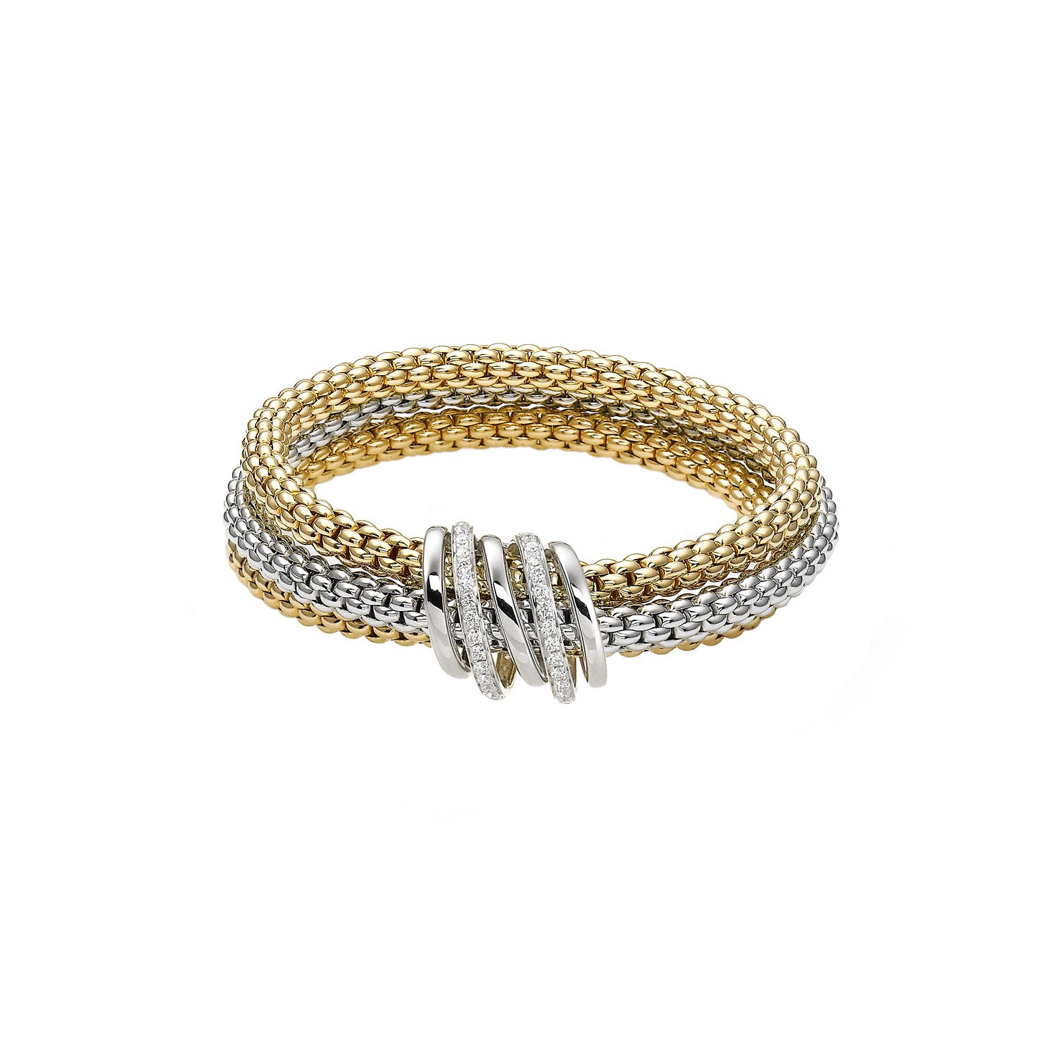 FOPE SOLO 18K Gold Flex'it Bracelet with White Diamond Rondels - 0.54 carats - Jackson Hole Jewelry Company