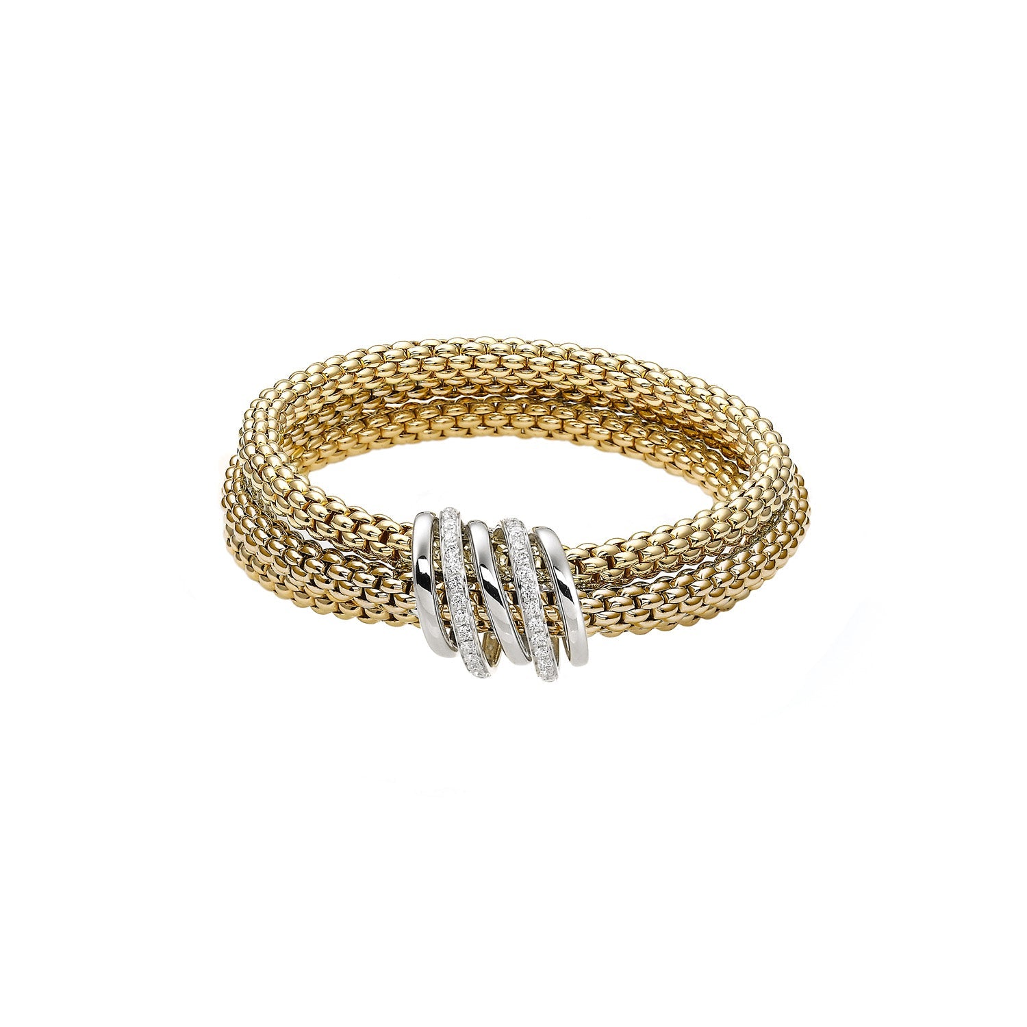 FOPE SOLO 18K Gold Flex'it Bracelet with White Diamond Rondels - 0.54 carats - Jackson Hole Jewelry Company