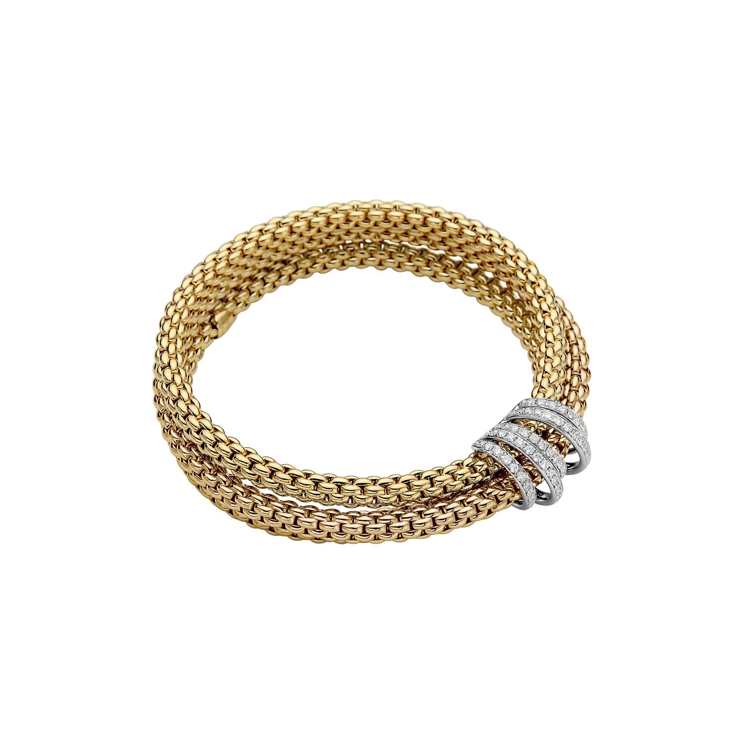 FOPE SOLO 18K Gold Flex'it Bracelet with White Diamond Pavé Rondels - 1.20 carats - Jackson Hole Jewelry Company