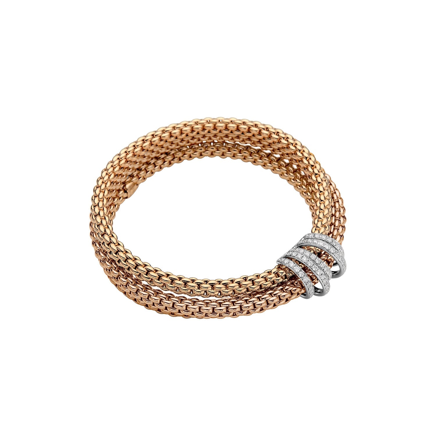 FOPE SOLO 18K Gold Flex'it Bracelet with White Diamond Pavé Rondels - 1.20 carats - Jackson Hole Jewelry Company