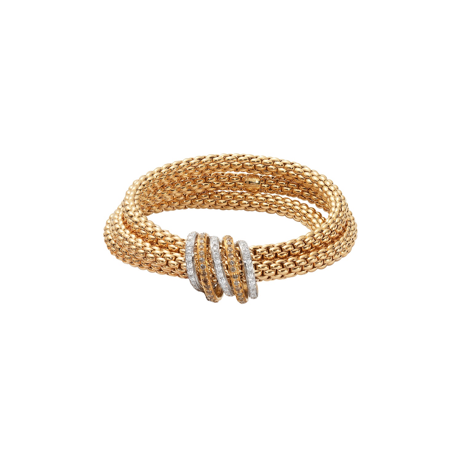 FOPE SOLO 18K Gold Flex'it Bracelet with Brown Diamond Pavé Rondels - 1.20 carats - Jackson Hole Jewelry Company