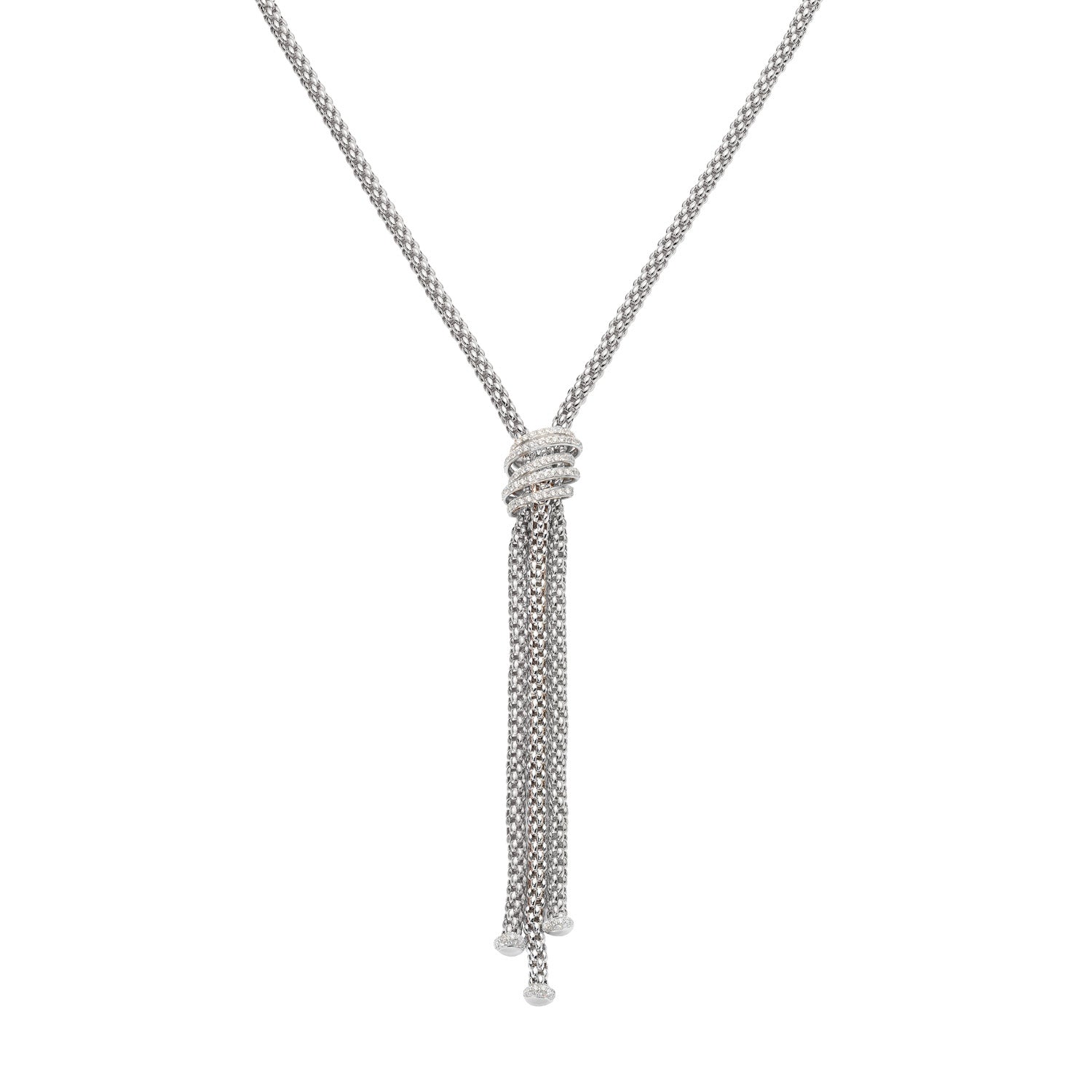 FOPE SOLO 18K Gold Flex'it Necklace with White Diamond Pavé Rondels - 1.63 carats - Jackson Hole Jewelry Company