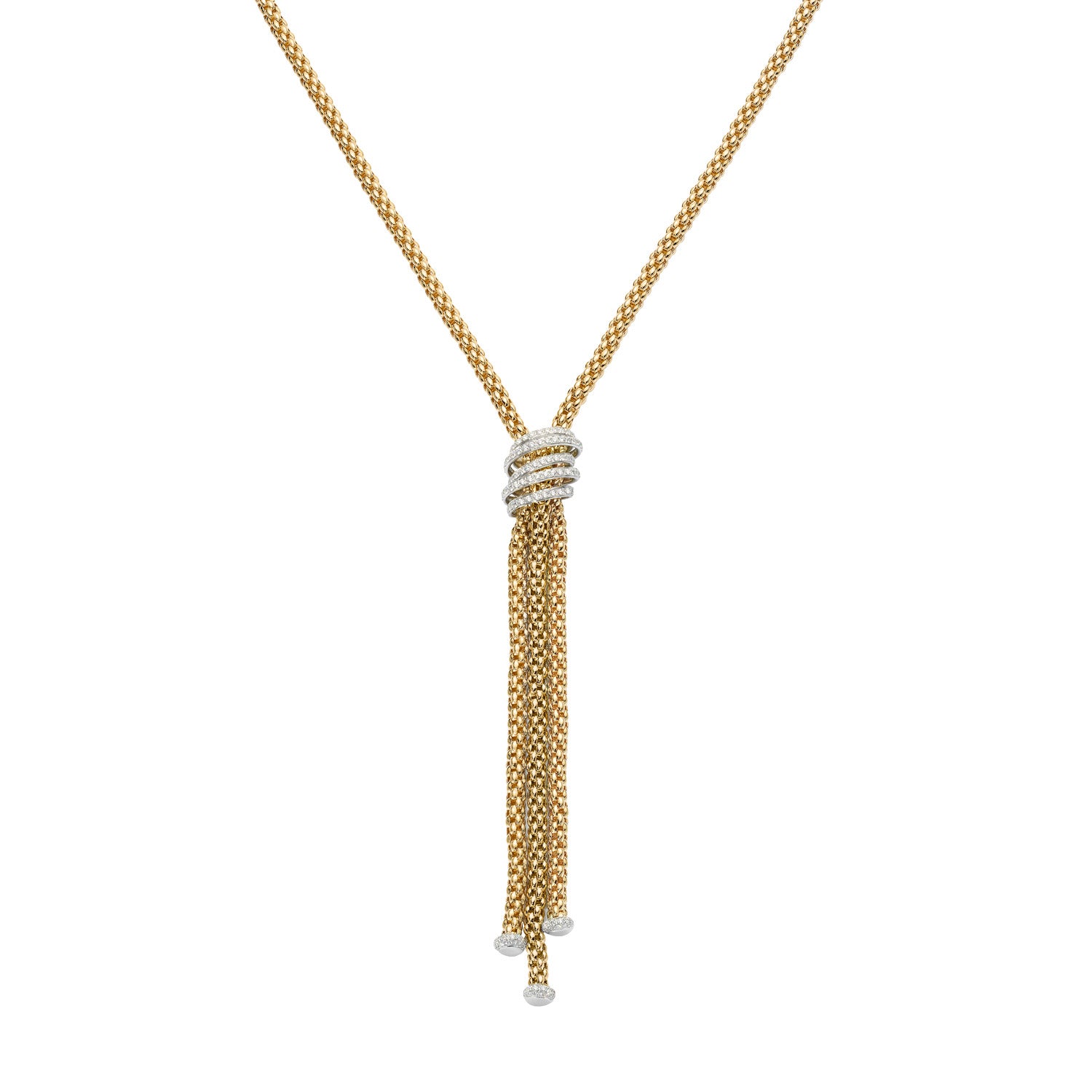 FOPE SOLO 18K Gold Flex'it Necklace with White Diamond Pavé Rondels - 1.63 carats - Jackson Hole Jewelry Company