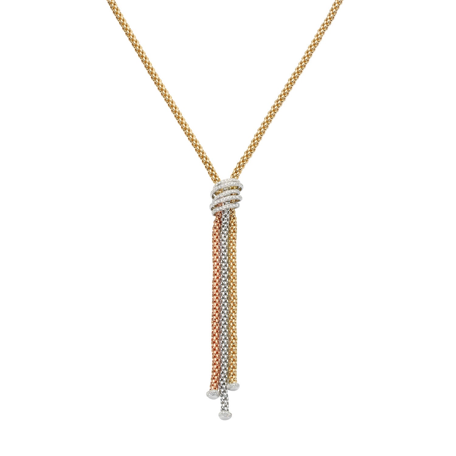 FOPE SOLO 18K Gold Flex'it Necklace with White Diamond Pavé Rondels - 1.63 carats - Jackson Hole Jewelry Company