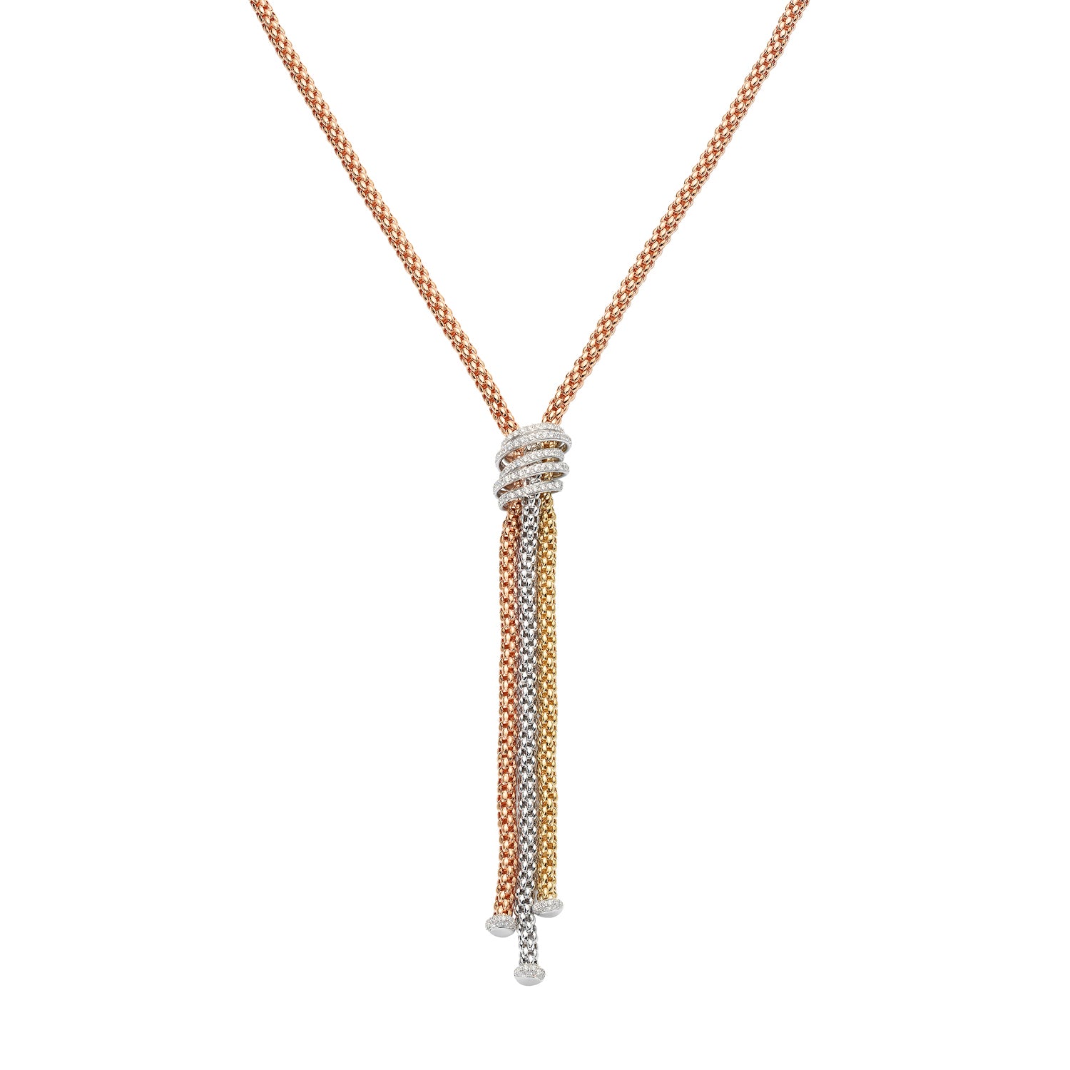 FOPE SOLO 18K Gold Flex'it Necklace with White Diamond Pavé Rondels - 1.63 carats - Jackson Hole Jewelry Company