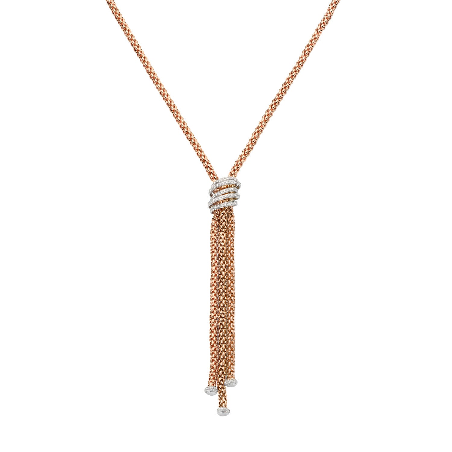 FOPE SOLO 18K Gold Flex'it Necklace with White Diamond Pavé Rondels - 1.63 carats - Jackson Hole Jewelry Company