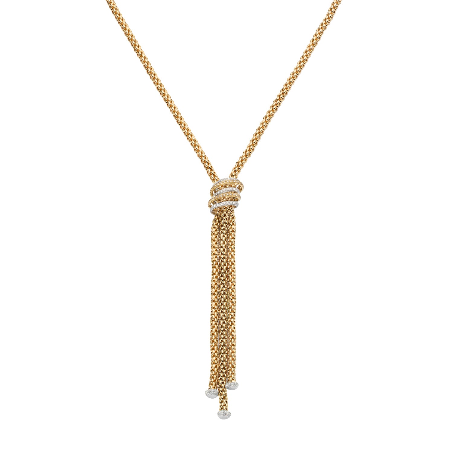 FOPE SOLO 18K Gold Flex'it Necklace with Brown Diamond Pavé Rondels - 1.66 carats - Jackson Hole Jewelry Company