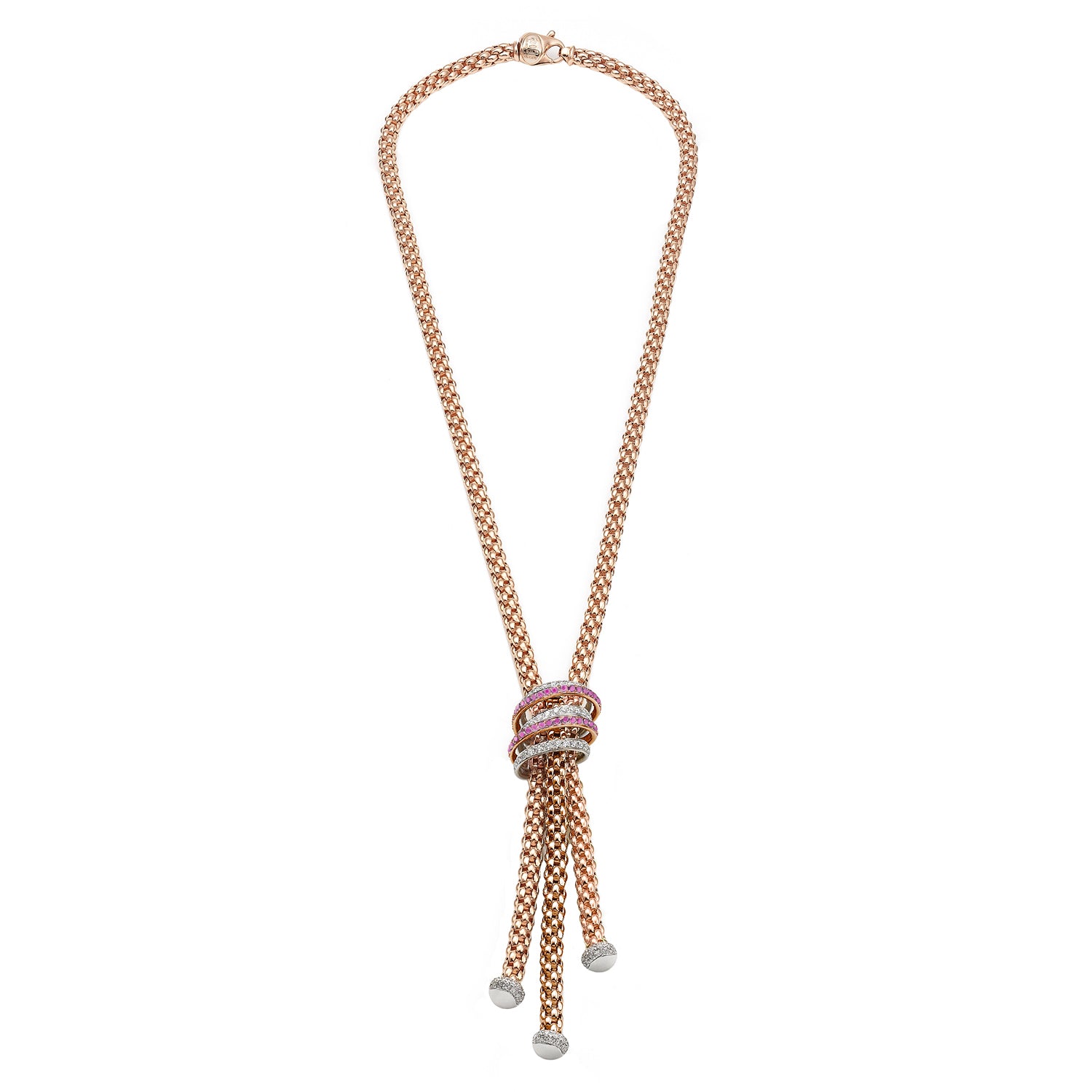 FOPE SOLO 18K Gold Necklace with White Diamonds and Pink Sapphires - Jackson Hole Jewelry Company