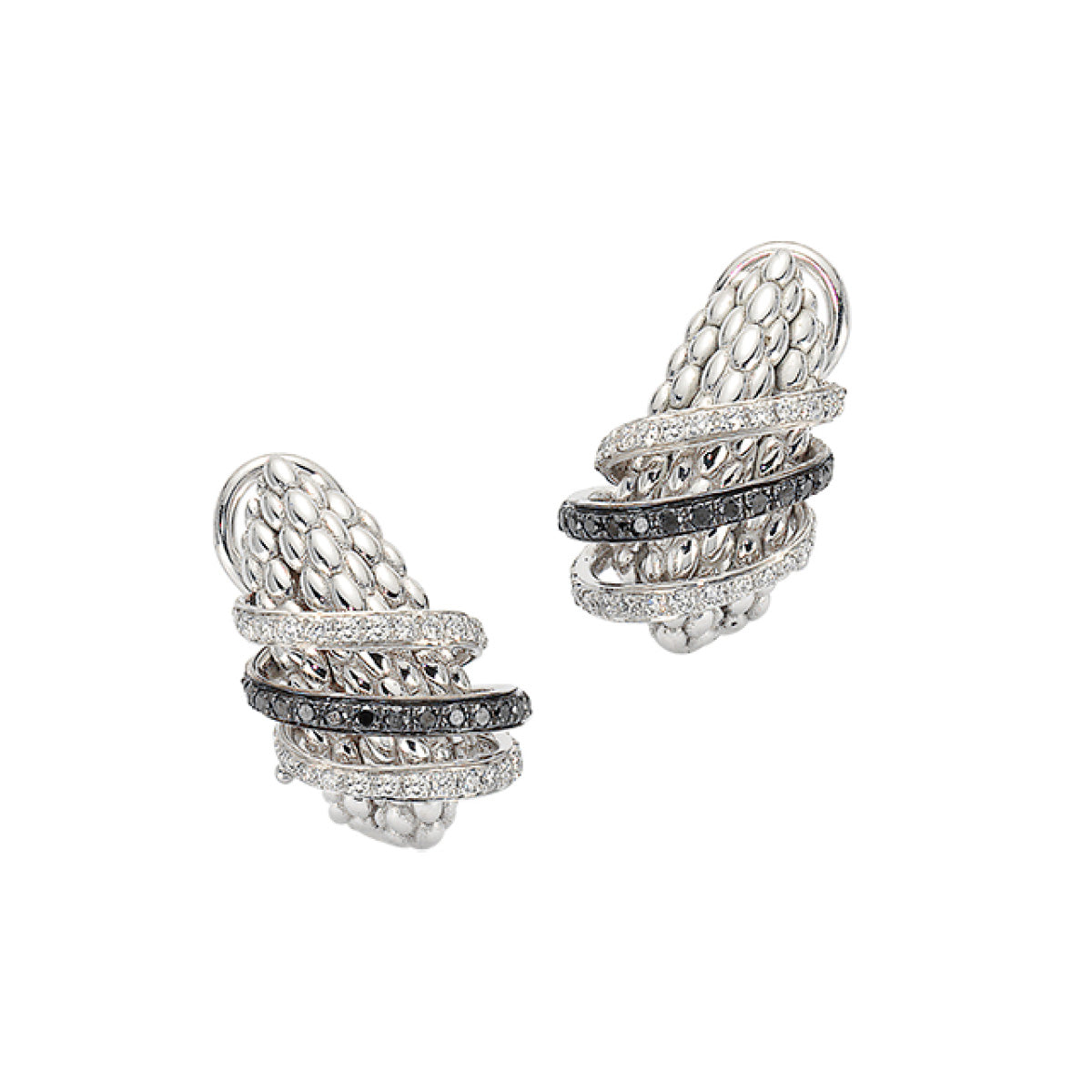 FOPE SOLO 18K Gold Earrings with White & Black Diamond Pavé - 0.85 carats - Jackson Hole Jewelry Company