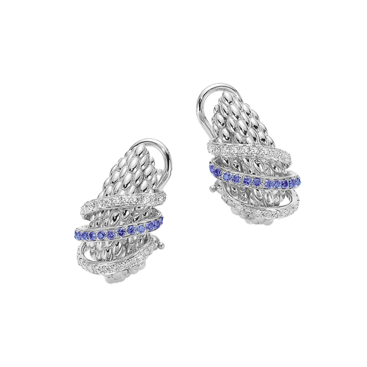 FOPE SOLO 18K White Gold Earrings with Blue Sapphires - Jackson Hole Jewelry Company
