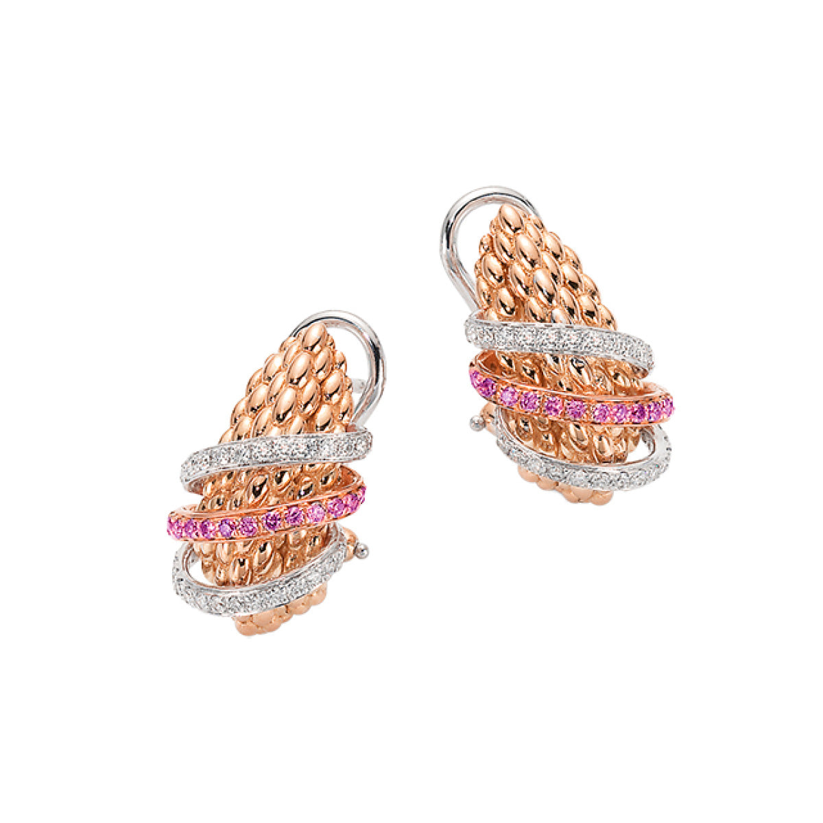 FOPE SOLO 18K Rose Gold Earrings with Pink Sapphires - Jackson Hole Jewelry Company