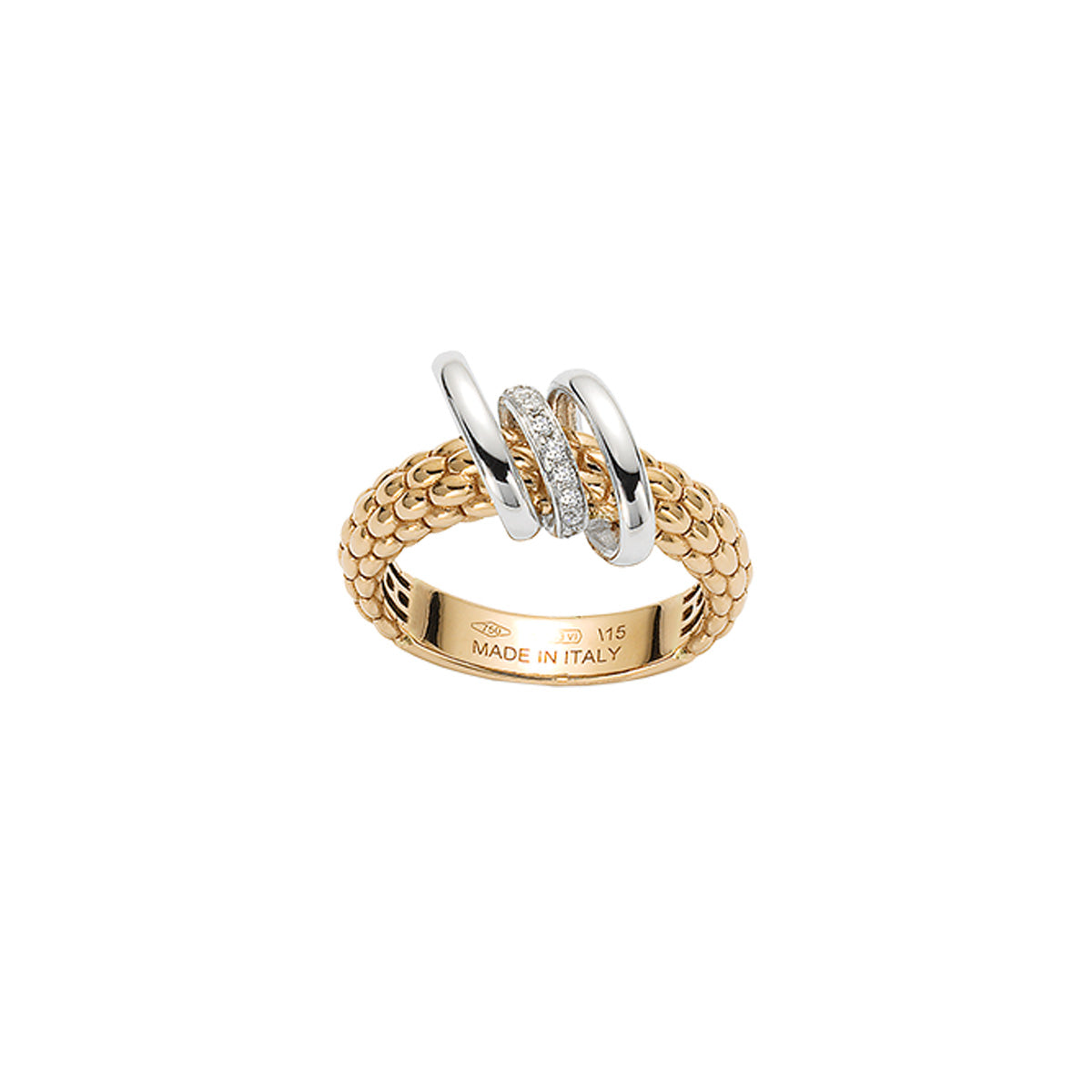 FOPE SOLO 18K Gold Ring with Gold & White Diamond Set Rondels - 0.08 carats - Jackson Hole Jewelry Company