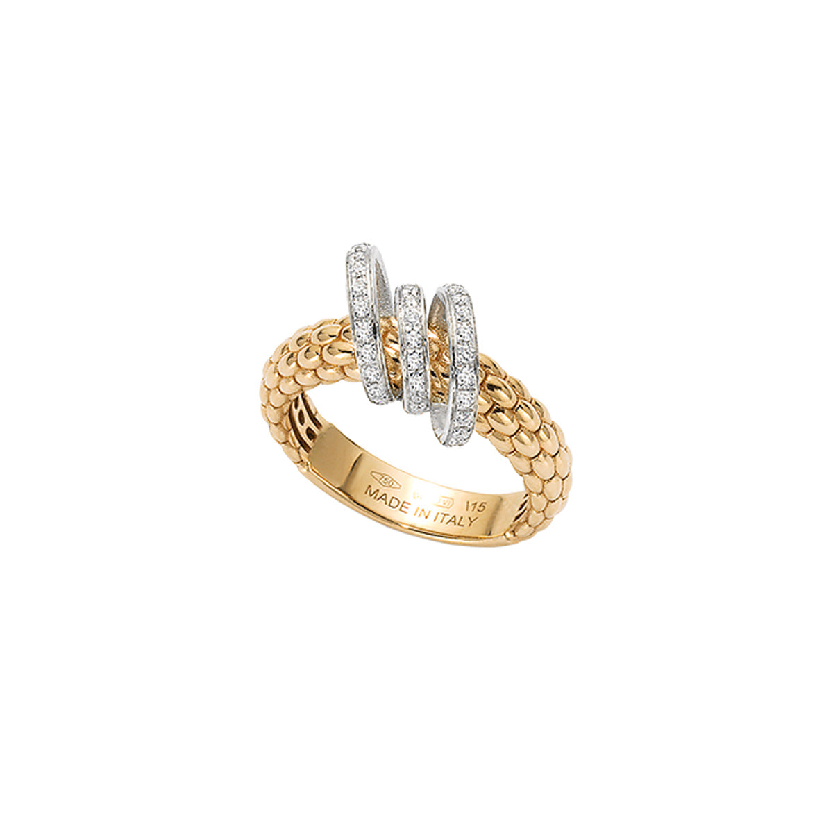 FOPE SOLO 18K Gold Ring with Gold & White Diamond Pavé Rondels - 0.26 carats - Jackson Hole Jewelry Company