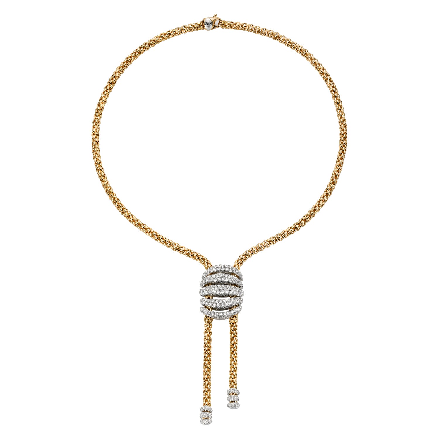 FOPE MIALUCE 18K Gold Flex'it Necklace with White Diamond Pavé Charm - 6.40 carats - Jackson Hole Jewelry Company