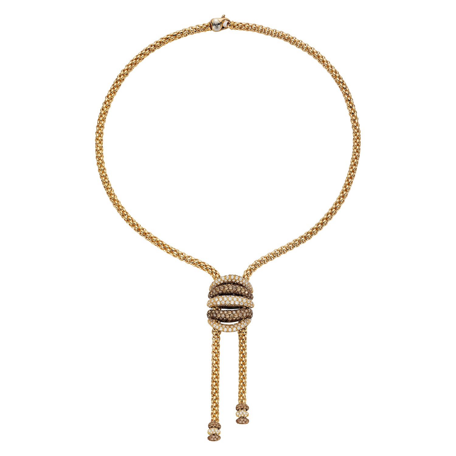FOPE MIALUCE 18K Gold Flex'it Necklace with Brown Diamond Pavé Charm - 6.67 carats - Jackson Hole Jewelry Company