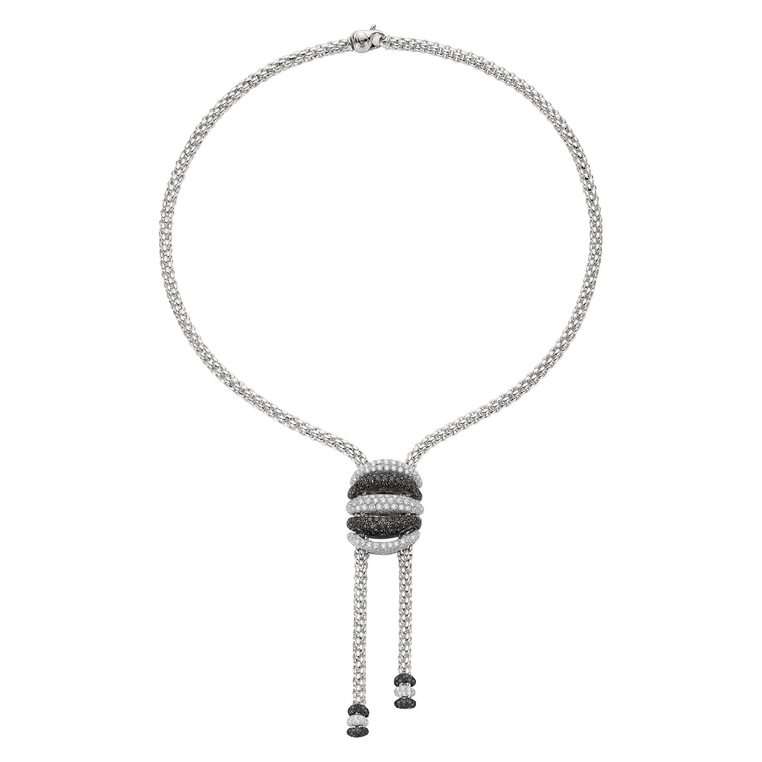 FOPE MIALUCE 18K Gold Flex'it Necklace with White & Black Diamond Pavé Charm - 6.74 carats - Jackson Hole Jewelry Company