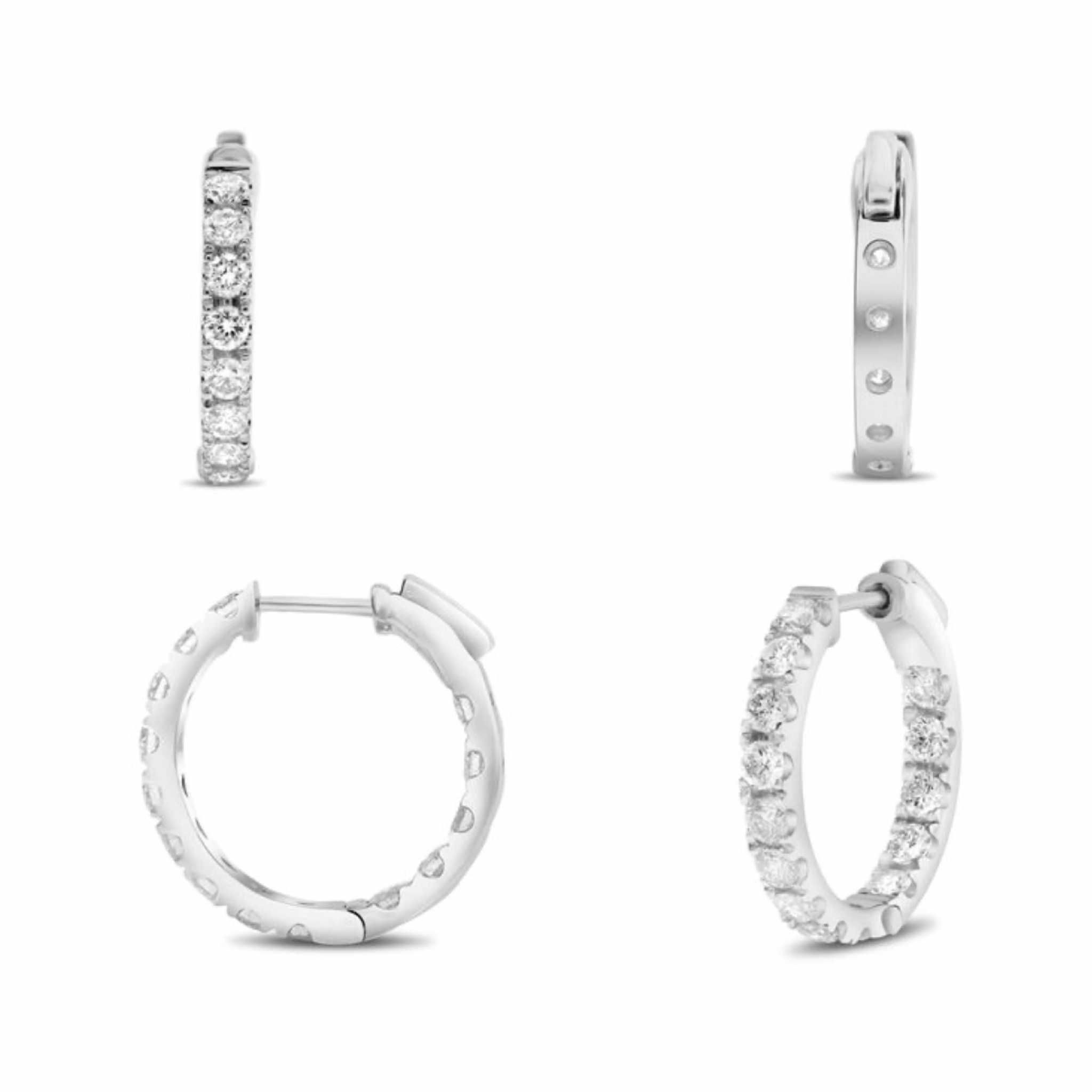.5" Diamond Hoops in 14K White Gold - Jackson Hole Jewelry Company