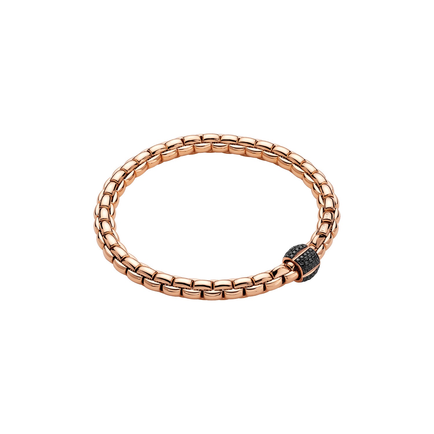 FOPE EKA 18K Gold Flex’it Bracelet with Black Diamond Pavé Charm - 0.49 carats - Jackson Hole Jewelry Company
