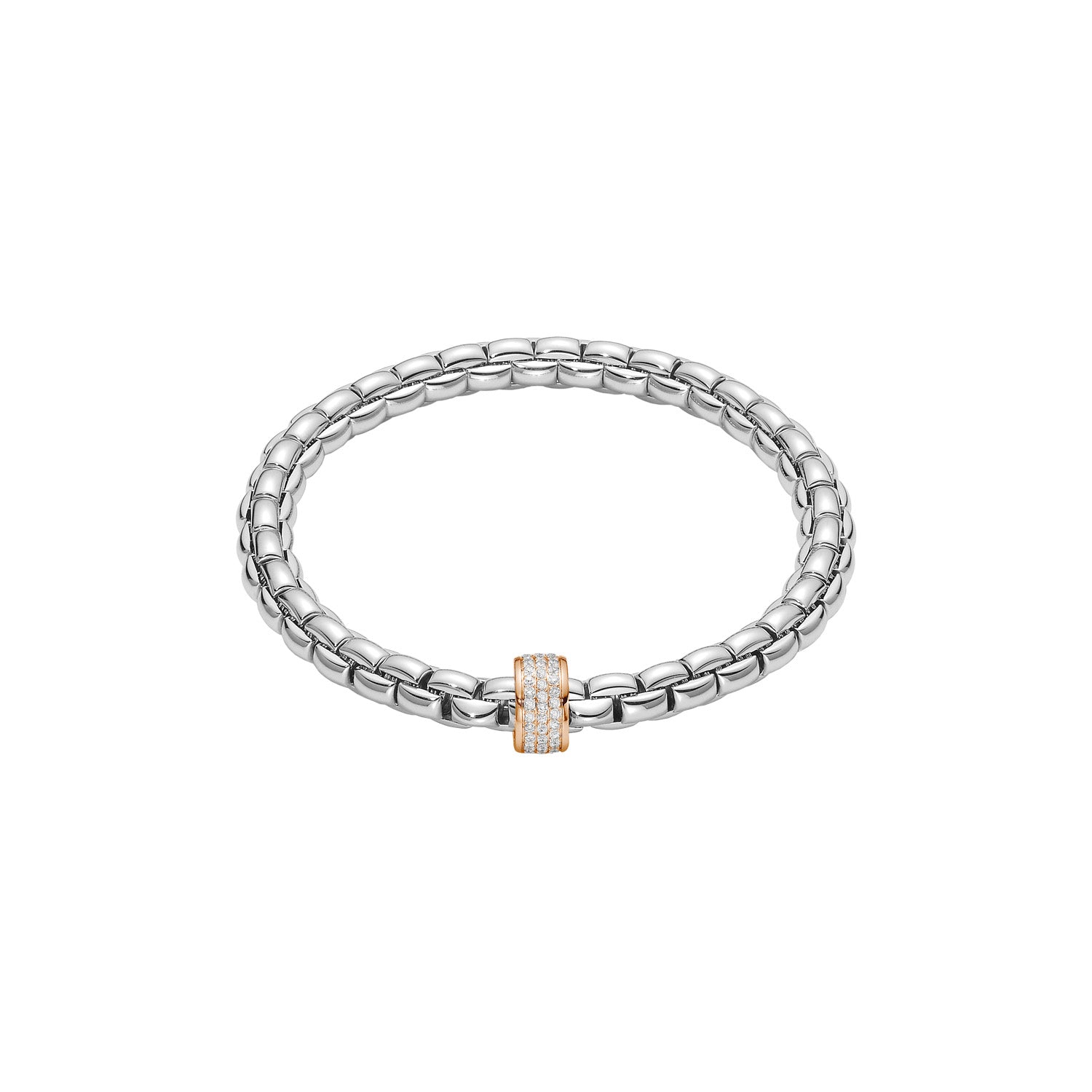FOPE EKA 18K Gold Flex’it Bracelet with White Diamond Pavé Rondel - 0.53 carats - Jackson Hole Jewelry Company