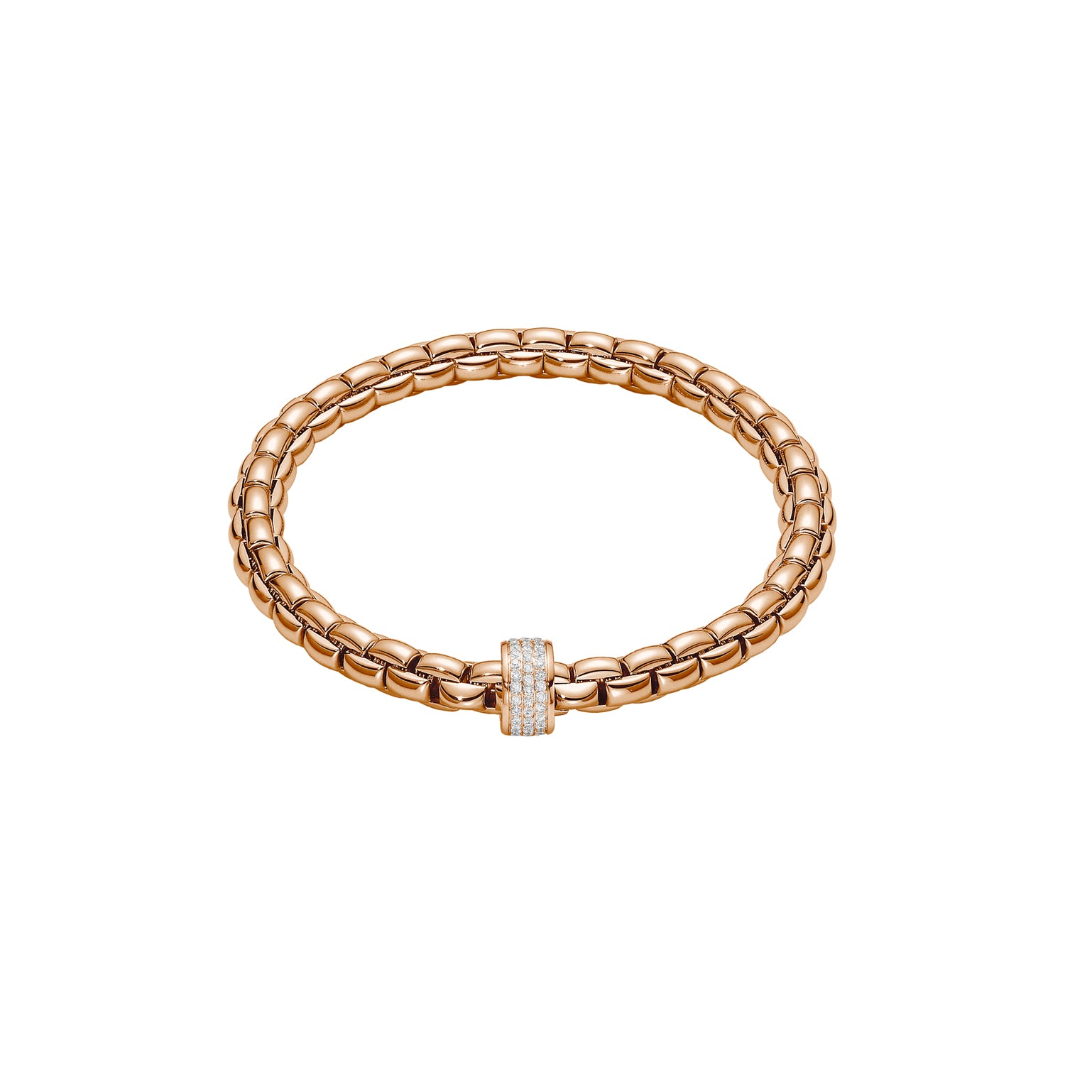 FOPE EKA 18K Gold Flex’it Bracelet with White Diamond Pavé Rondel - 0.53 carats - Jackson Hole Jewelry Company