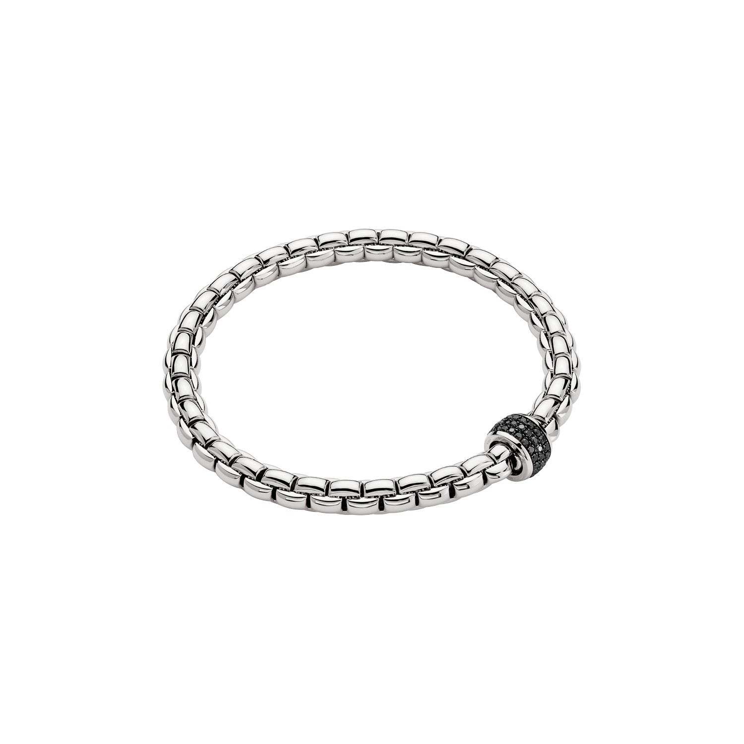18K White Gold Eka Collection Xpandable Bracelet with Black Diamonds with Black Diamonds Sile - Jackson Hole Jewelry Company