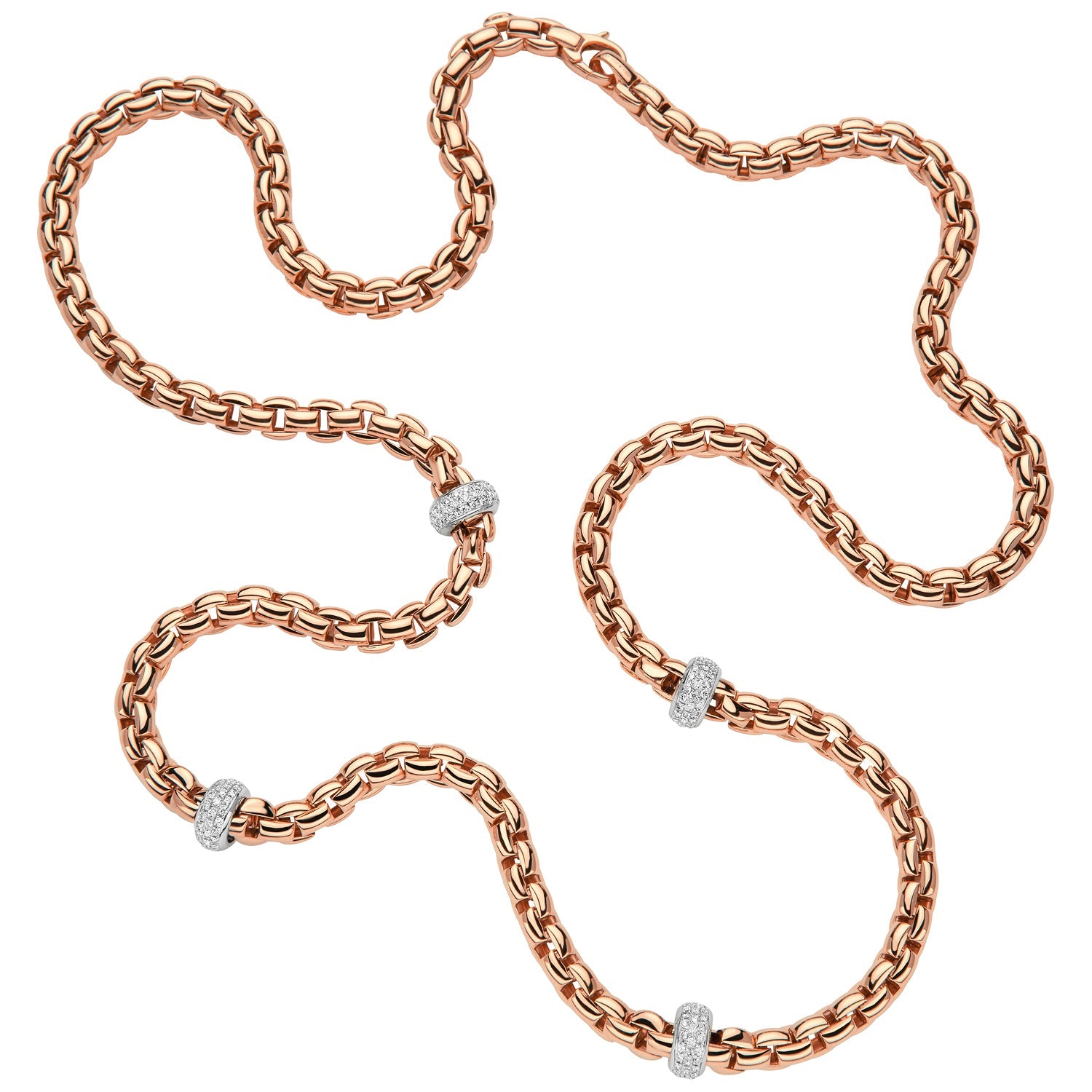 FOPE EKA 18K Gold Flex'it Necklace with White Diamond Pavé Rondels - 1.57 carats - Jackson Hole Jewelry Company